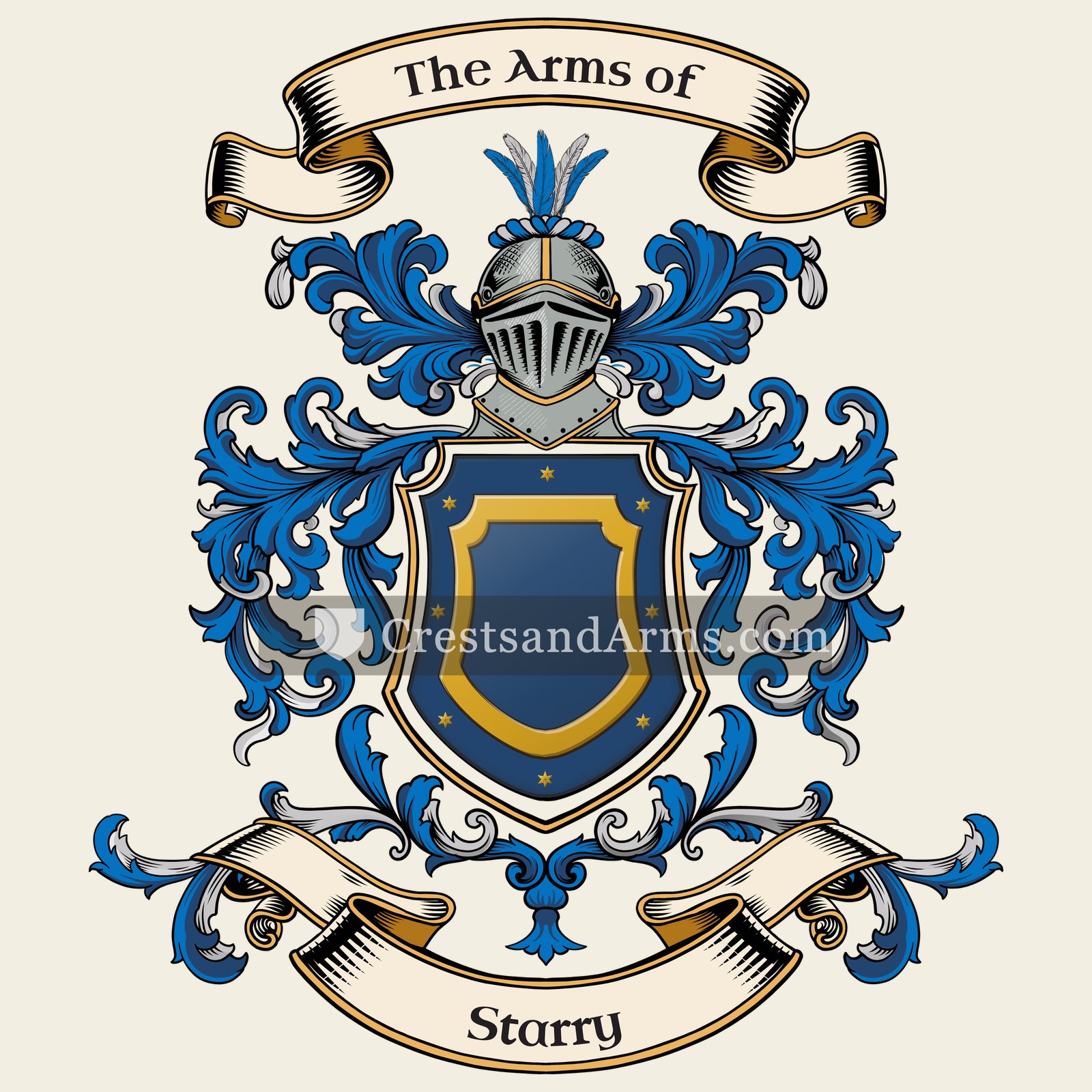 The Starry coat of arms, drawn from the recorded blazon