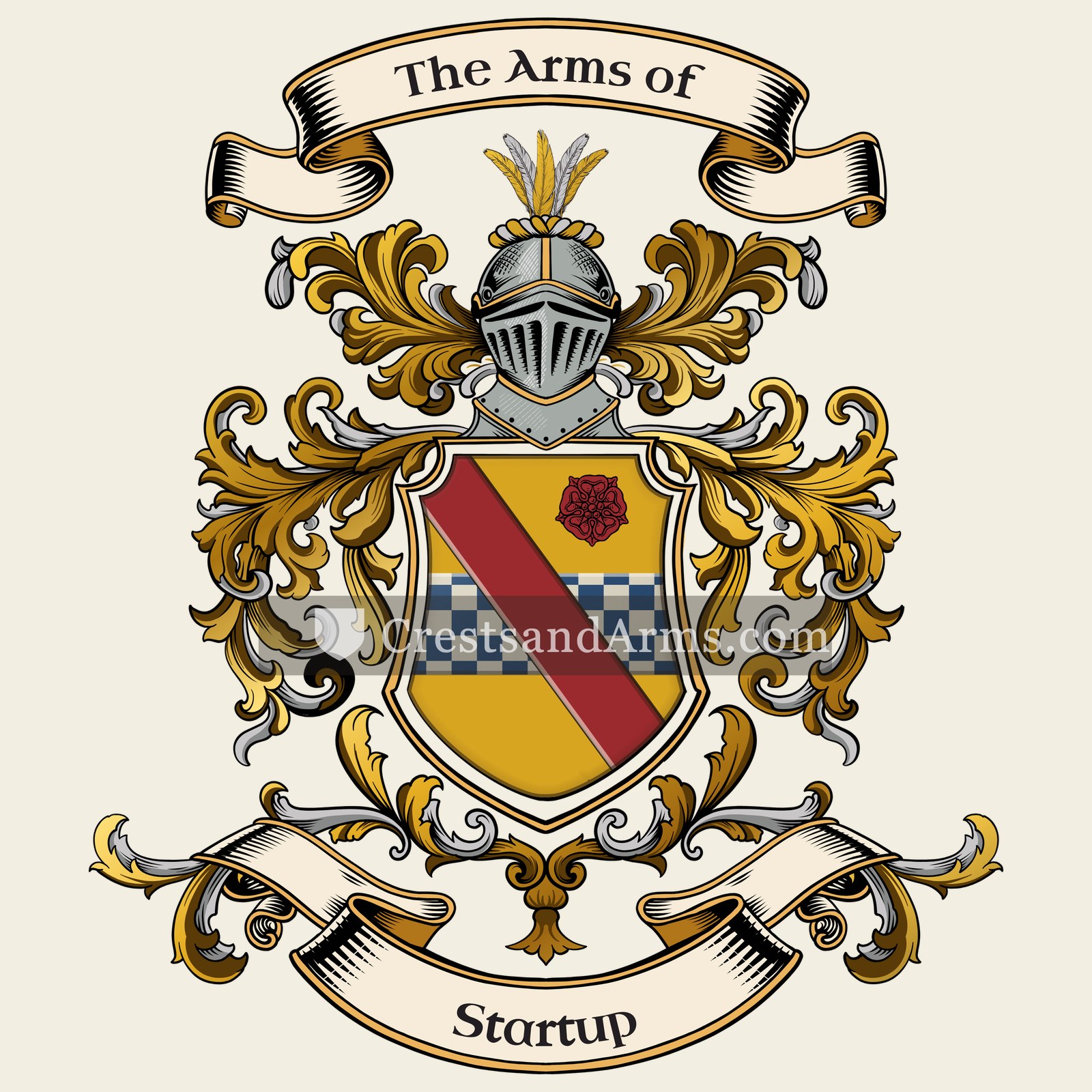 The Startup coat of arms, drawn from the recorded blazon