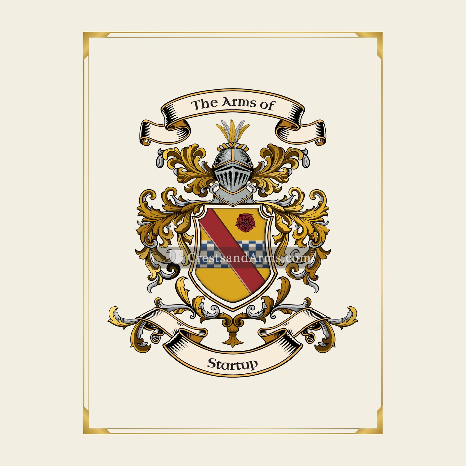 With gold border
