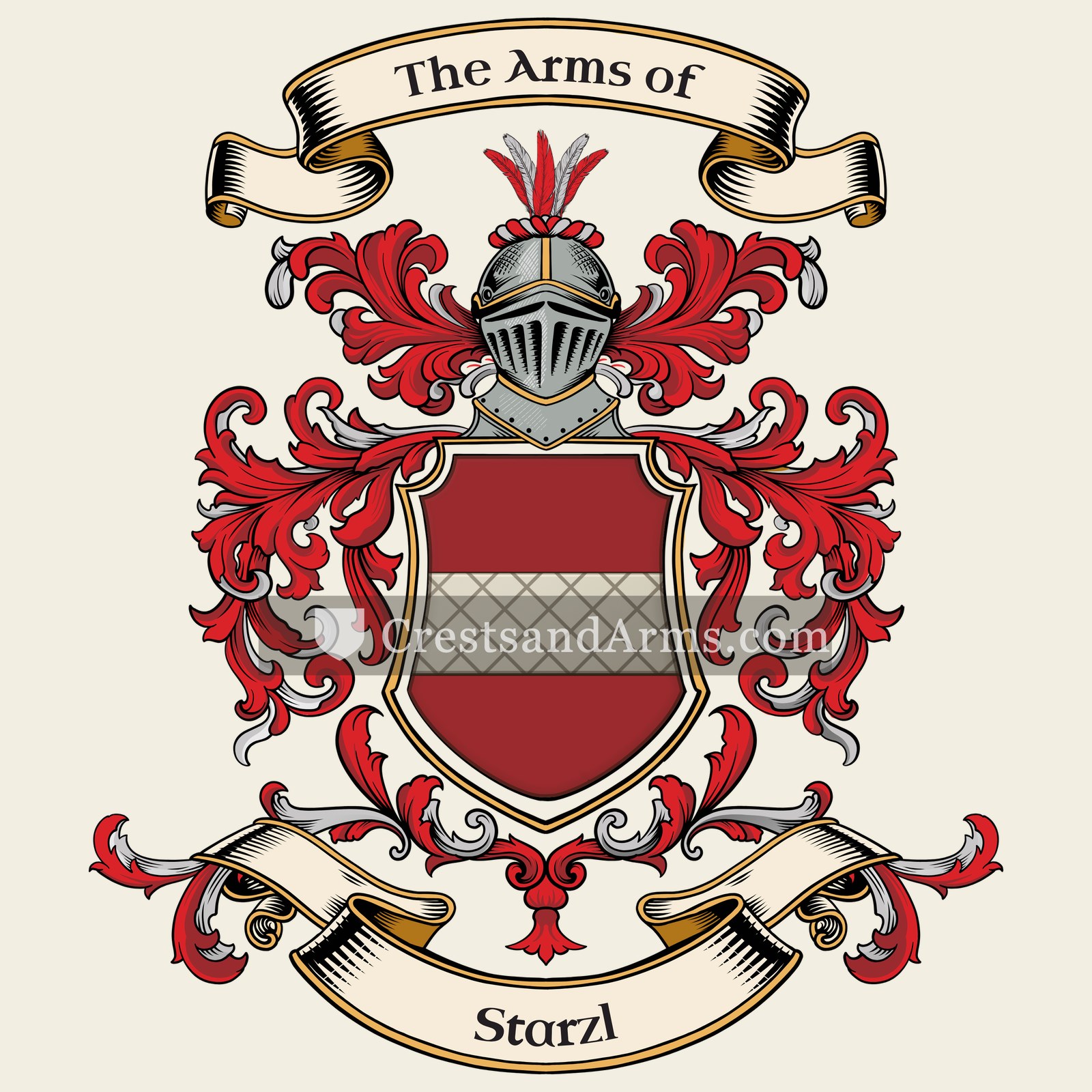 The Starzl coat of arms, drawn from the recorded blazon