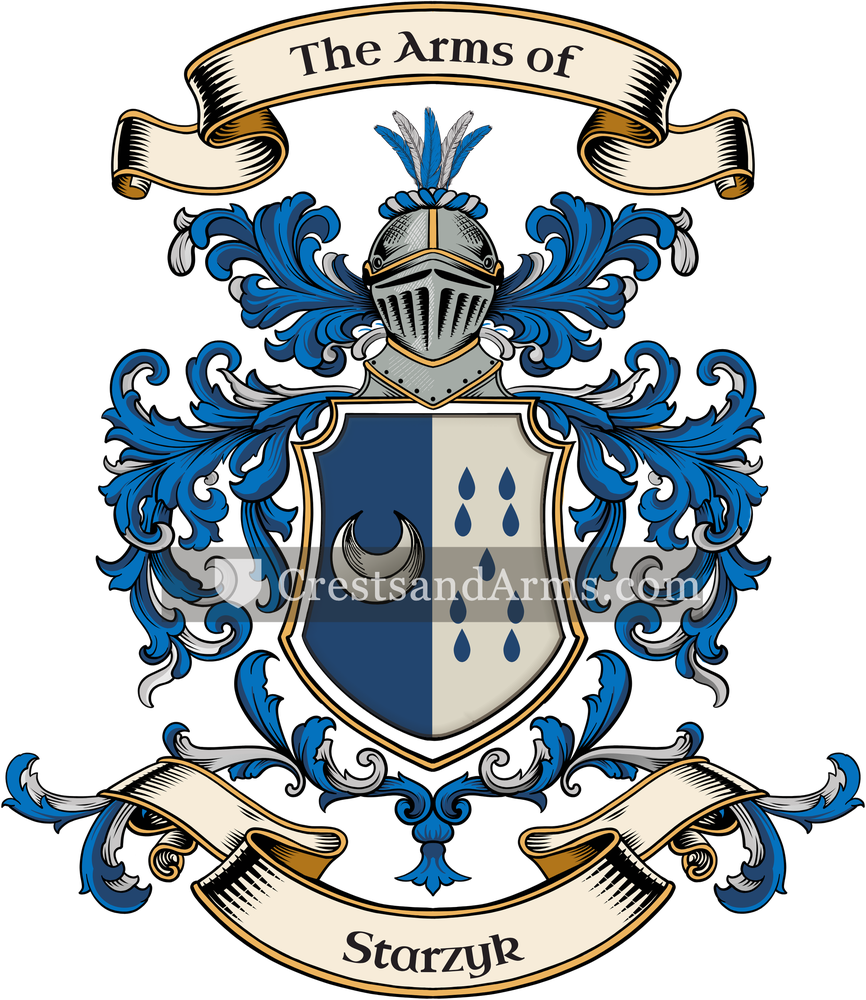 The Starzyk coat of arms, drawn from the recorded blazon