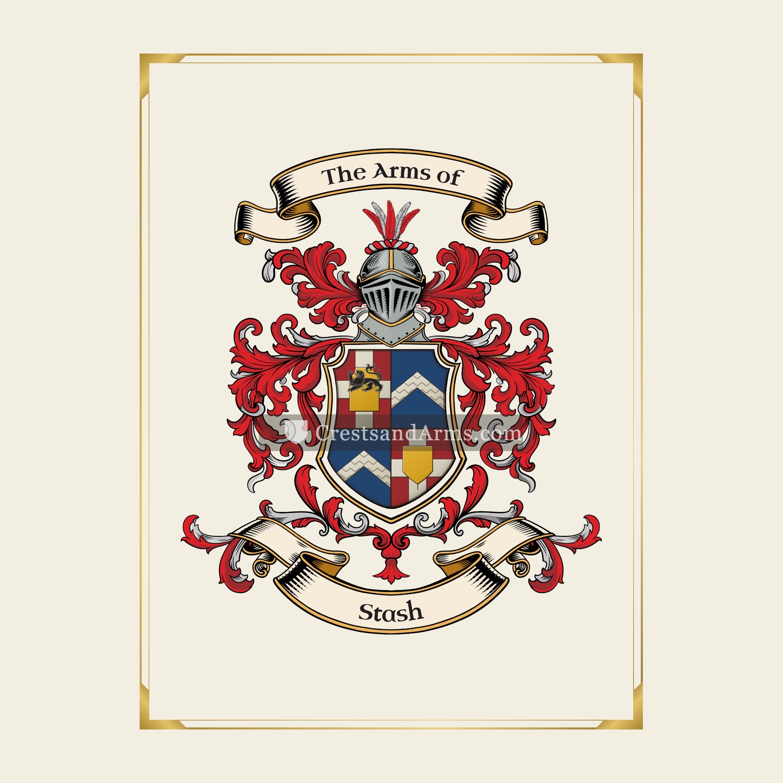 With gold border