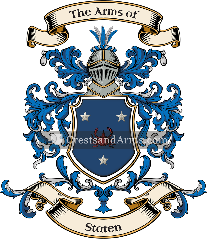 The Staten coat of arms, drawn from the recorded blazon