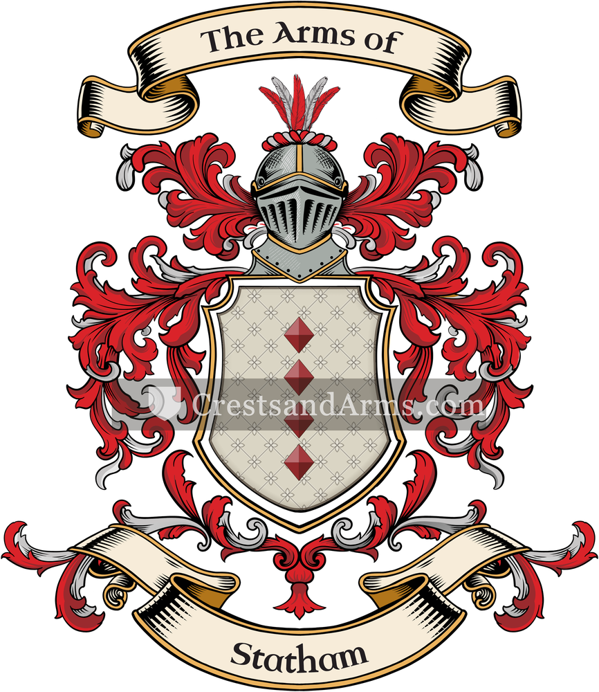 The Statham coat of arms, drawn from the recorded blazon