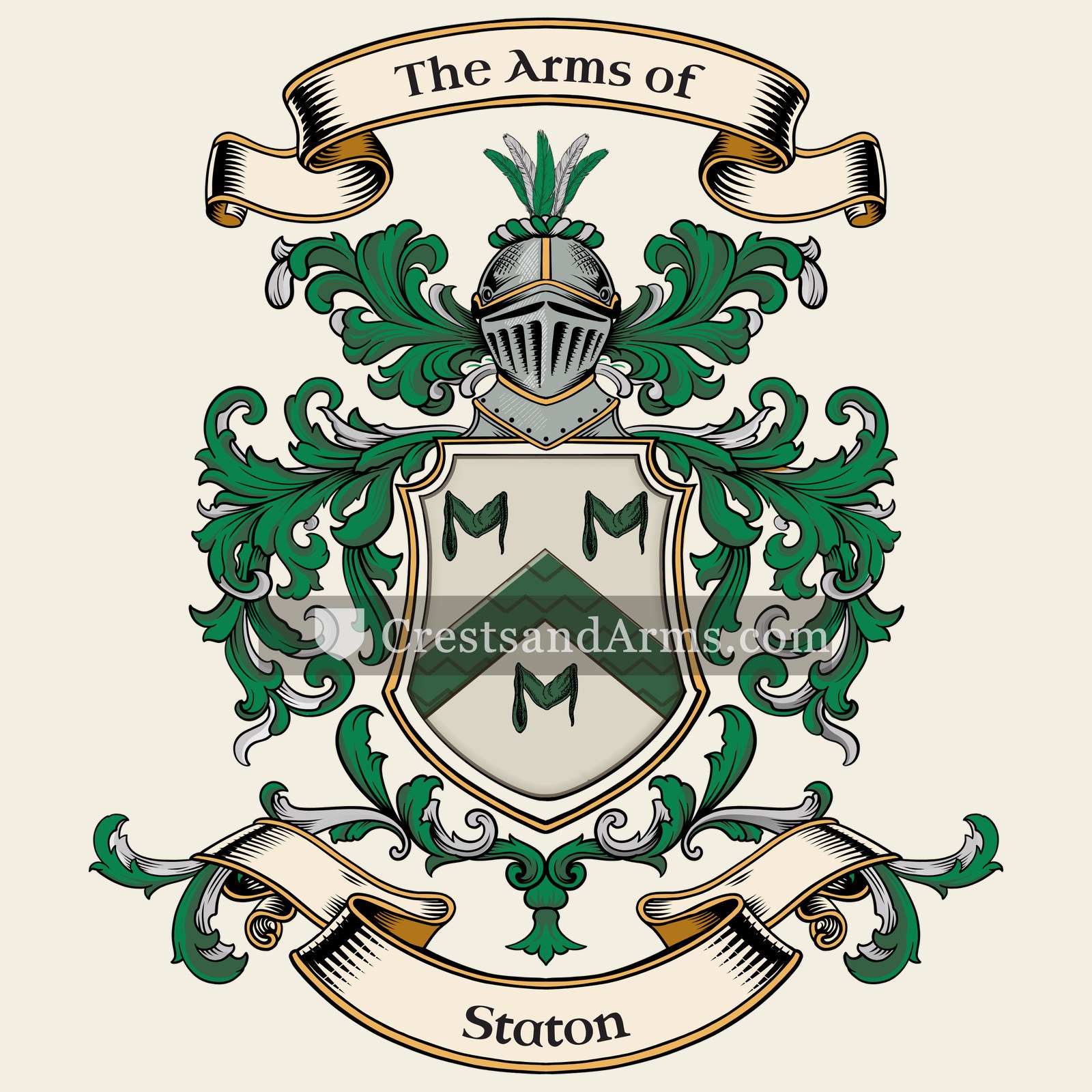 The Staton coat of arms, drawn from the recorded blazon