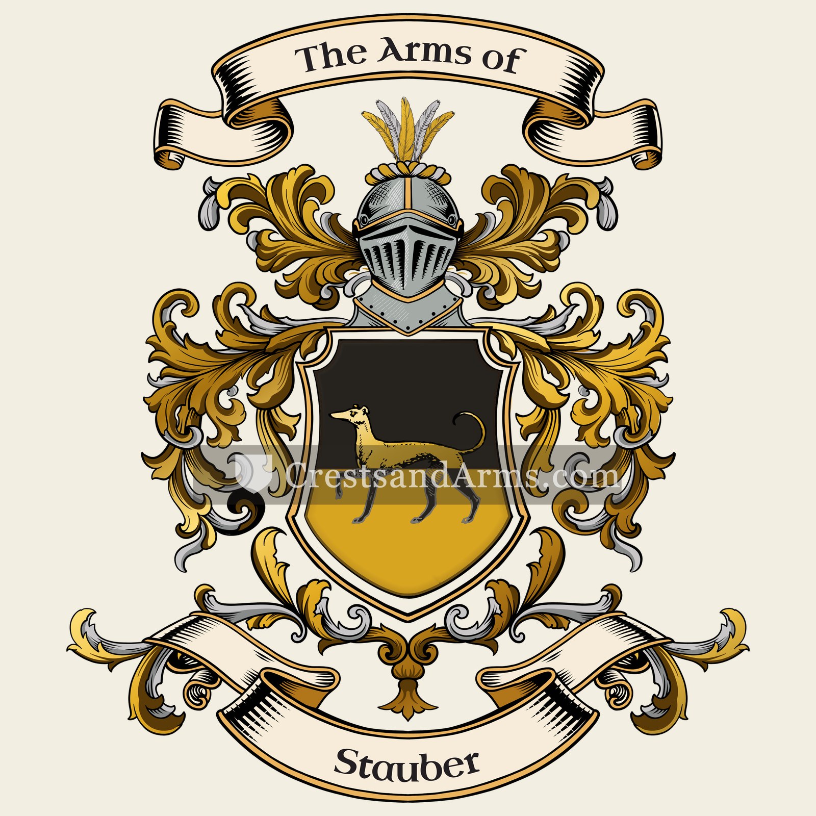The Stauber coat of arms, drawn from the recorded blazon