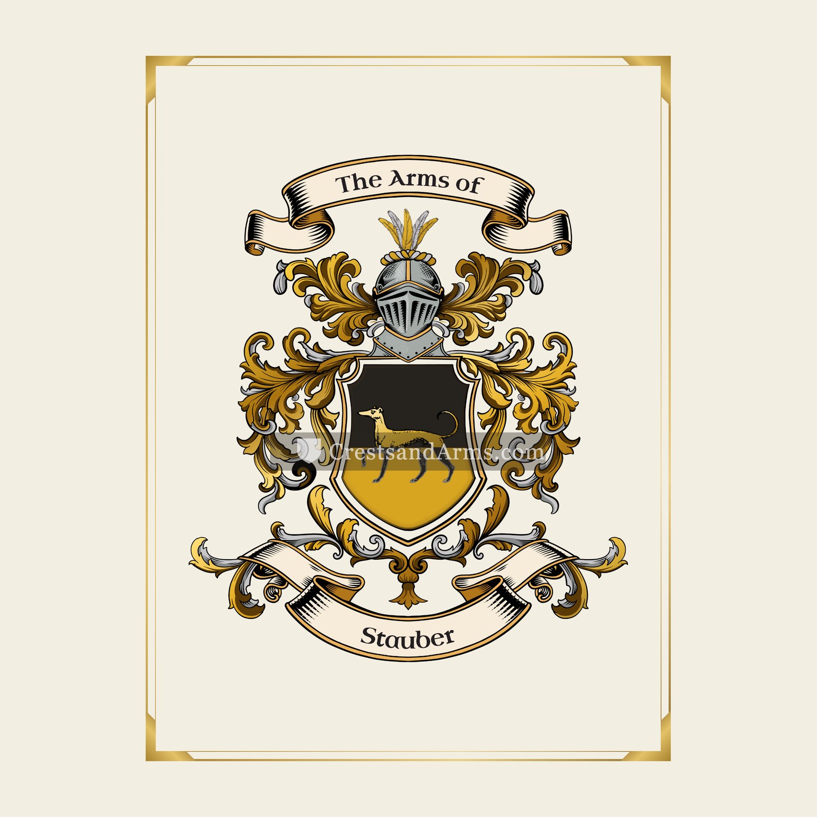 With gold border