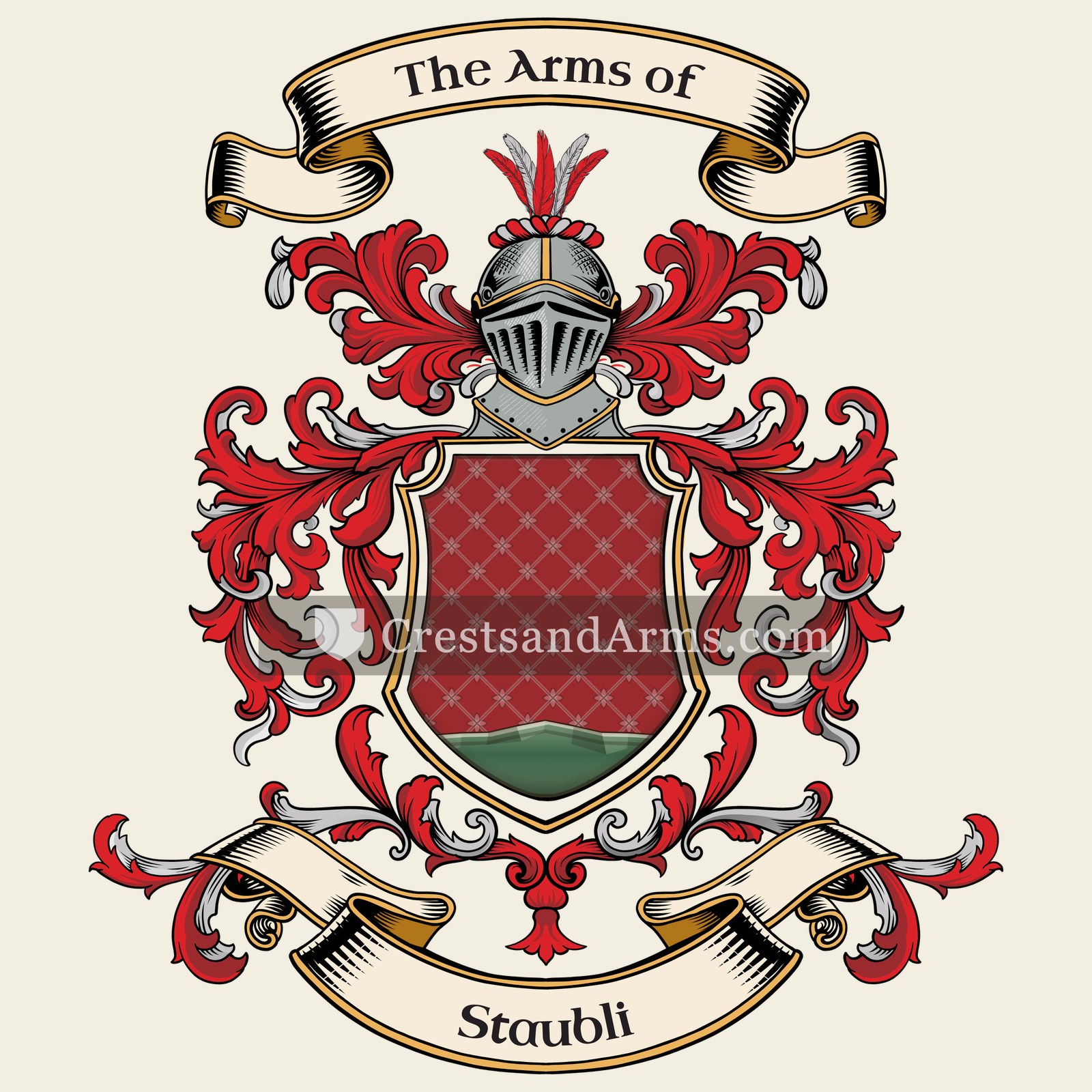 The Staubli coat of arms, drawn from the recorded blazon