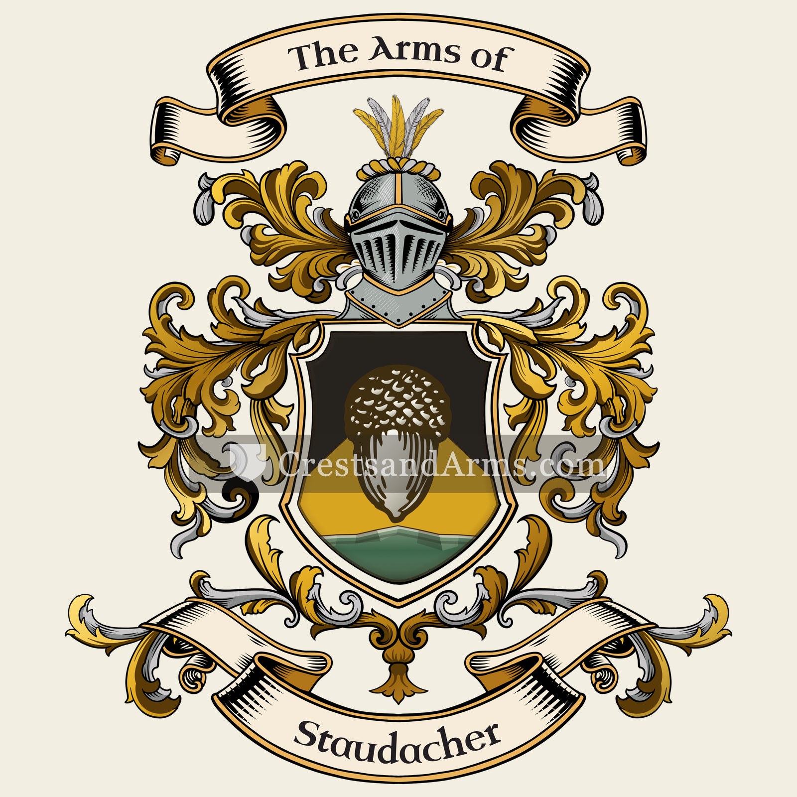 The Staudacher coat of arms, drawn from the recorded blazon