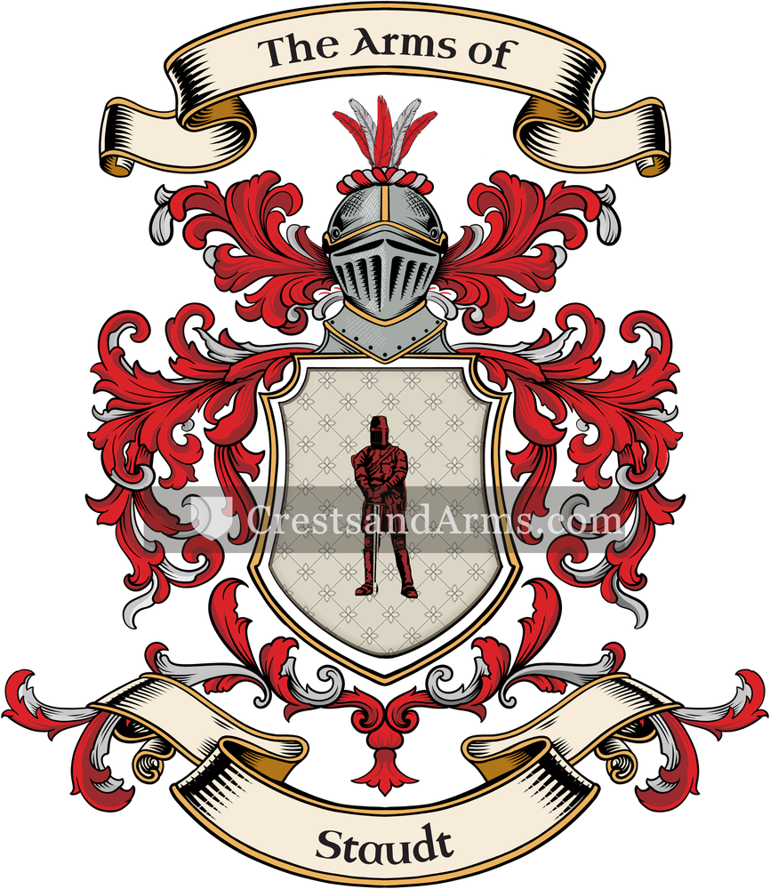 The Staudt coat of arms, drawn from the recorded blazon