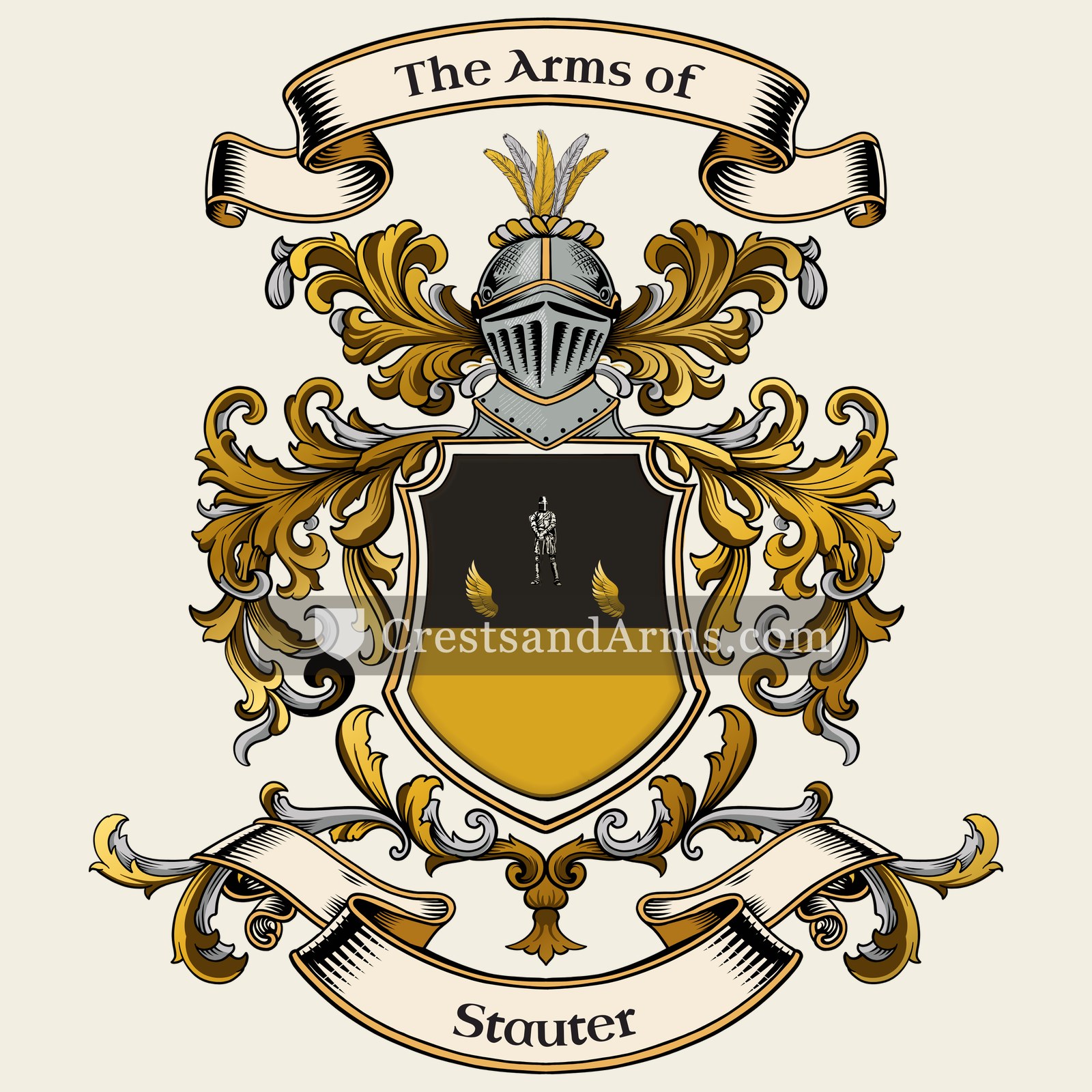 The Stauter coat of arms, drawn from the recorded blazon