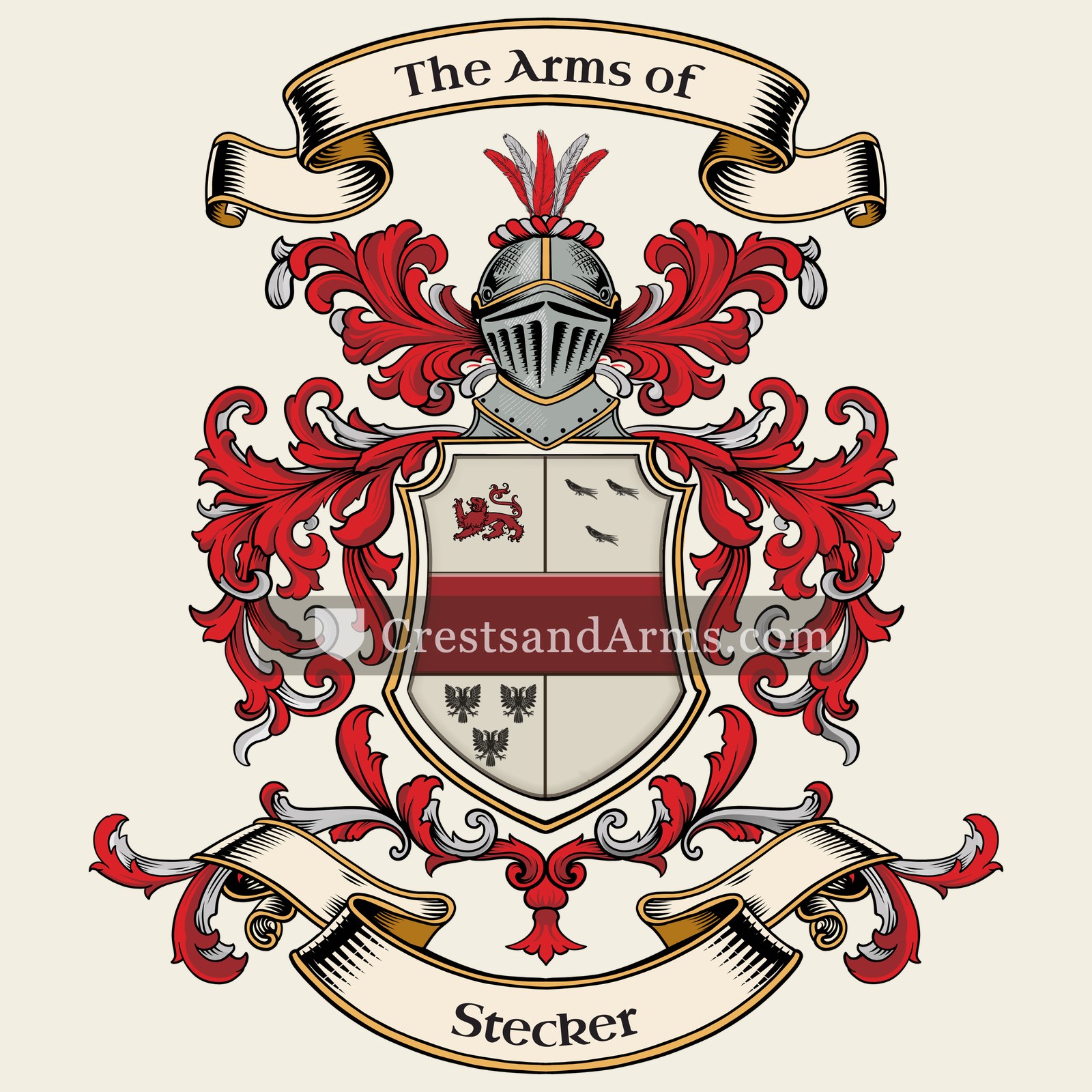 The Stecker coat of arms, drawn from the recorded blazon
