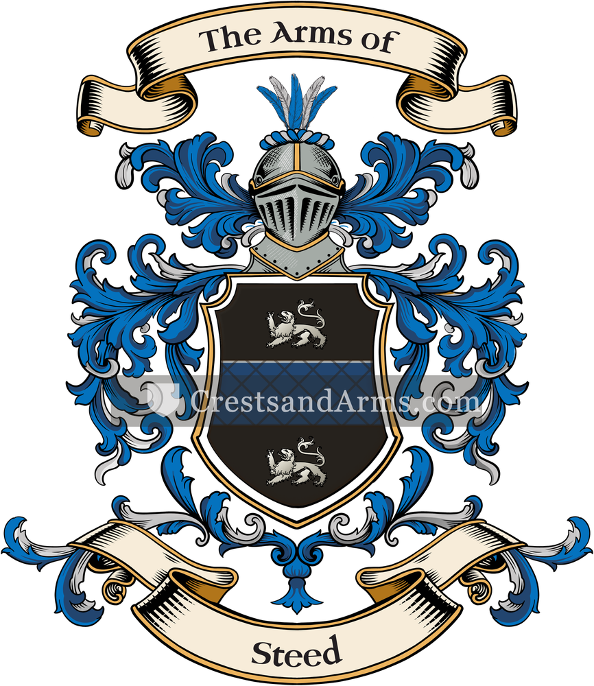 The Steed coat of arms, drawn from the recorded blazon