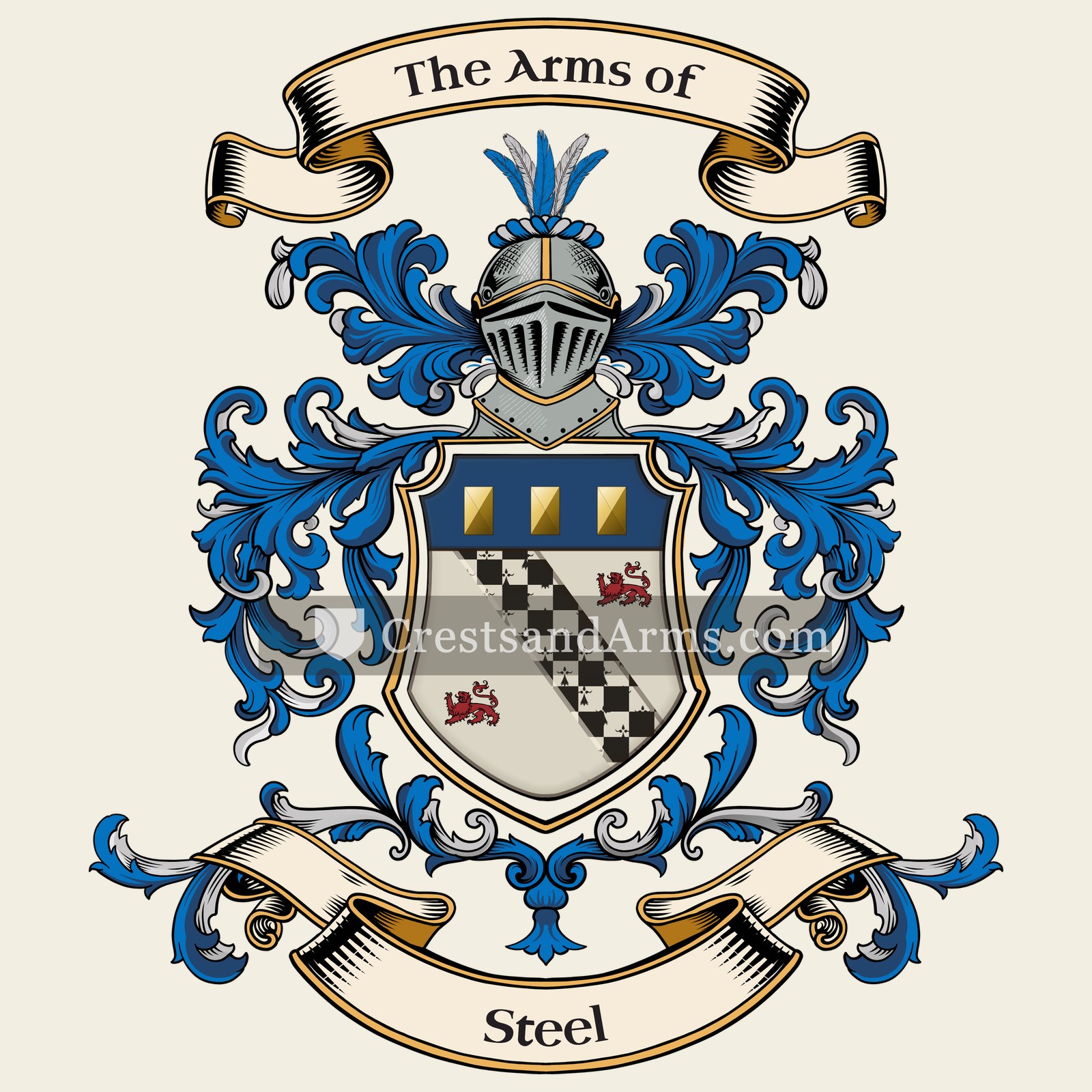 The Steel coat of arms, drawn from the recorded blazon