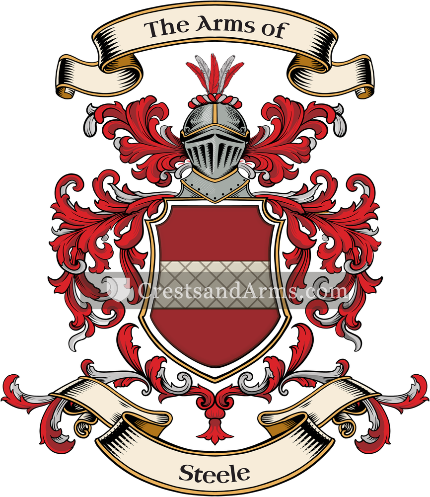 The Steele coat of arms, drawn from the recorded blazon