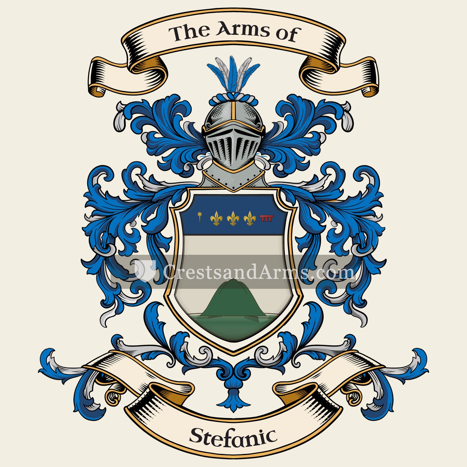 The Stefanic coat of arms, drawn from the recorded blazon
