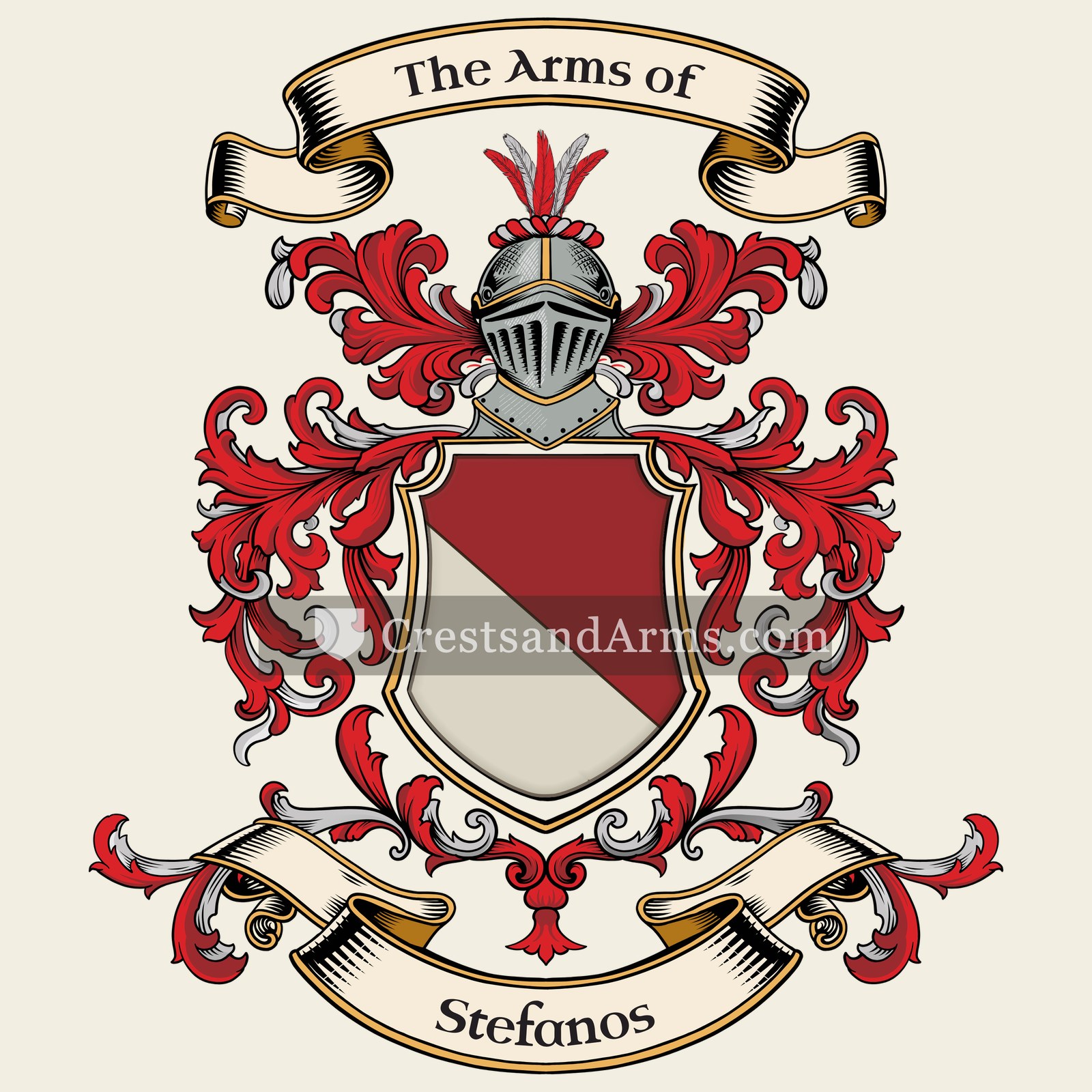 The Stefanos coat of arms, drawn from the recorded blazon