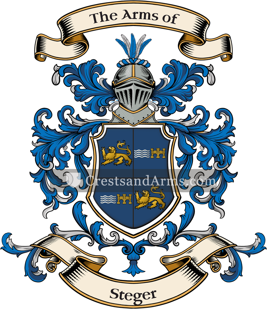 The Steger coat of arms, drawn from the recorded blazon