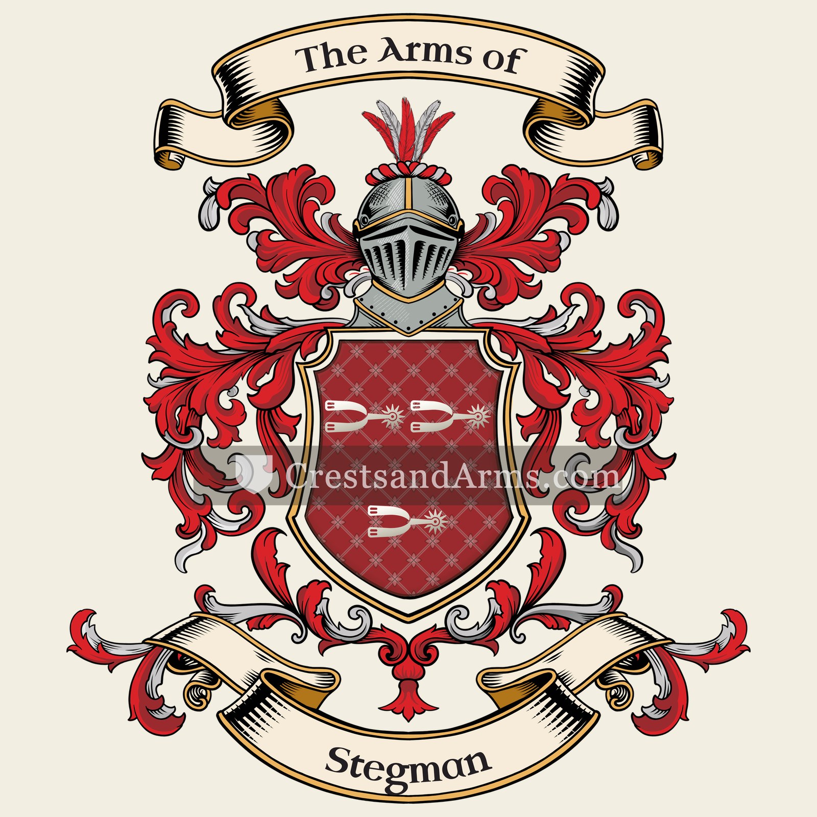 The Stegman coat of arms, drawn from the recorded blazon