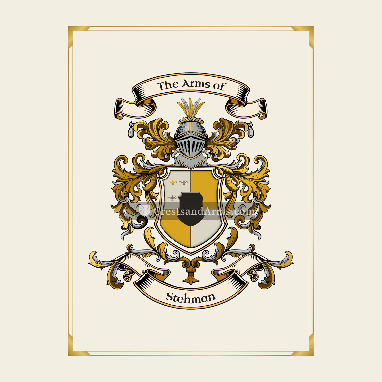 With gold border