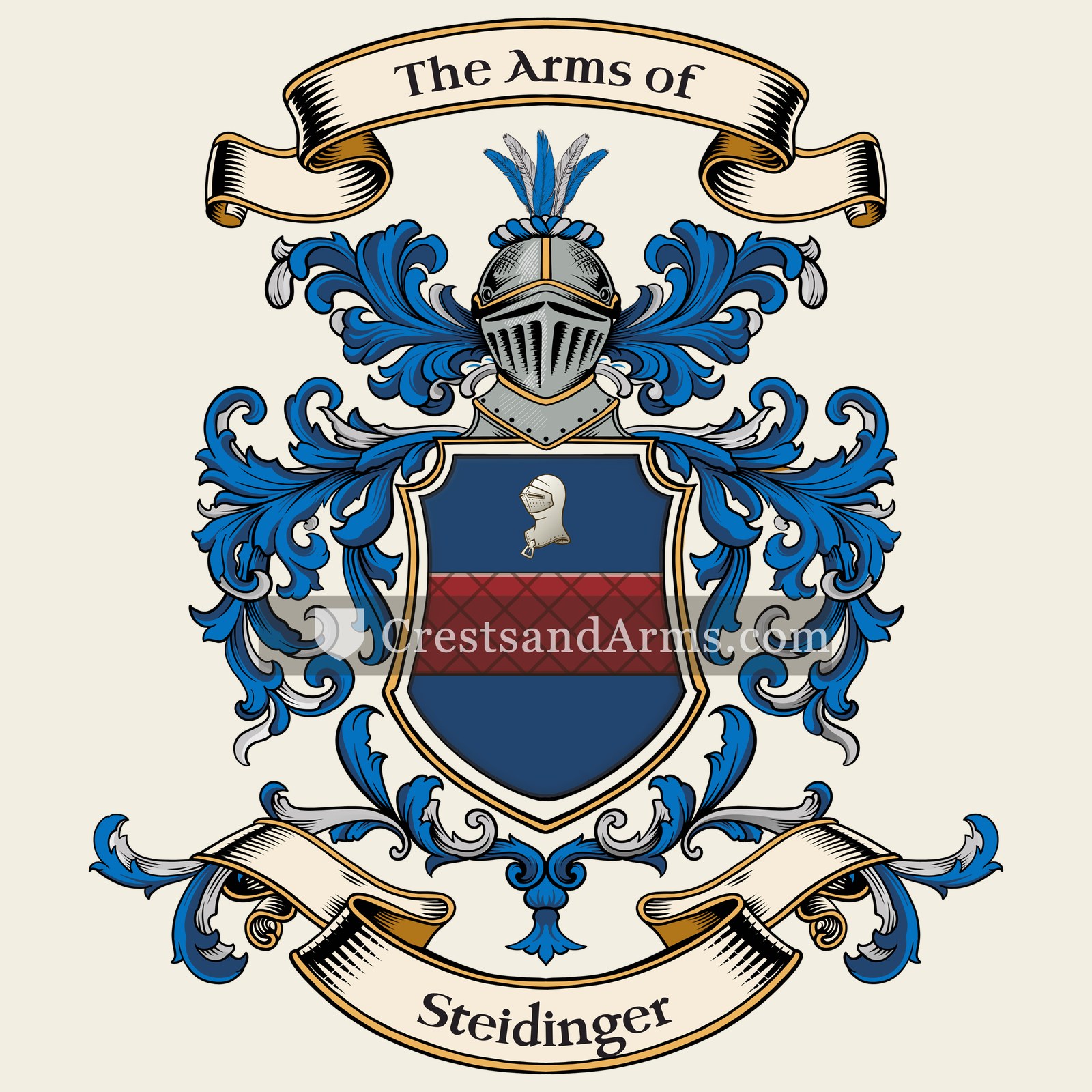 The Steidinger coat of arms, drawn from the recorded blazon