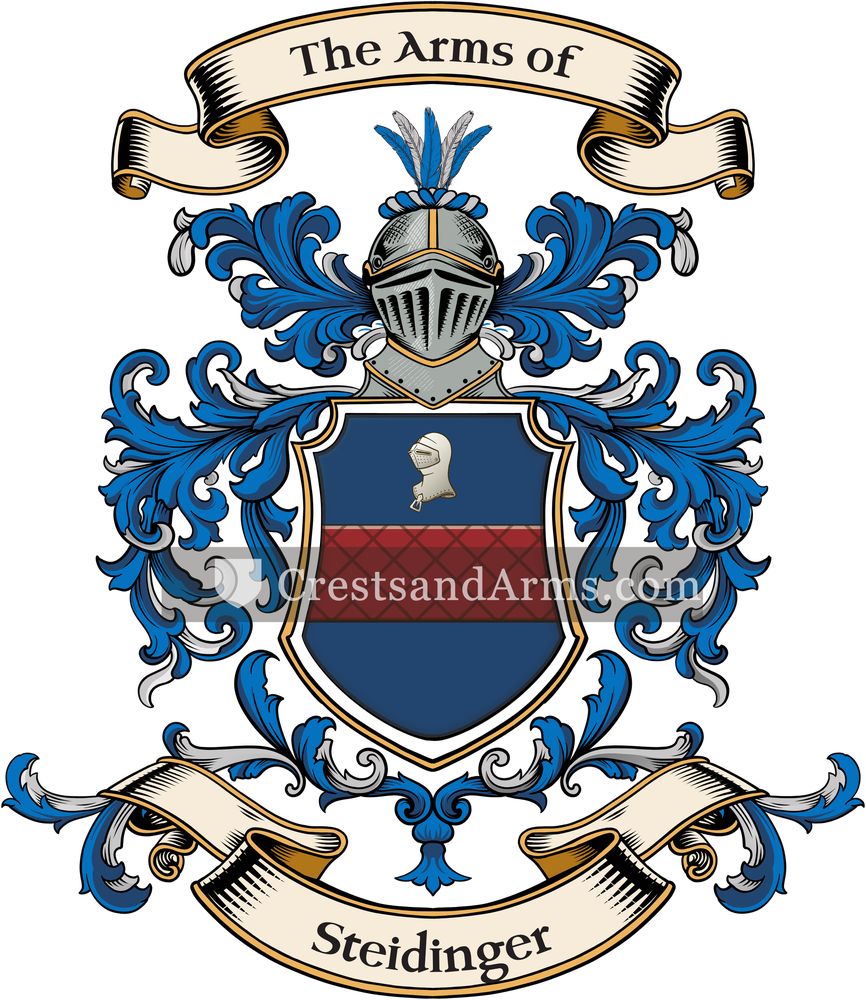 The Steidinger coat of arms, drawn from the recorded blazon