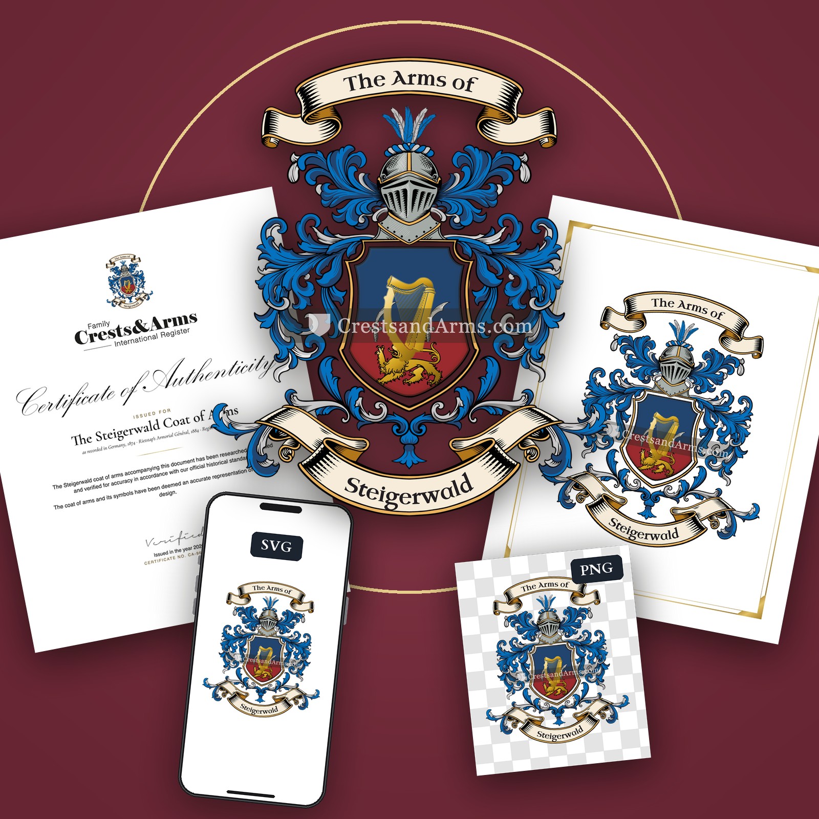 The Steigerwald arms on the coat of arms — digital pack