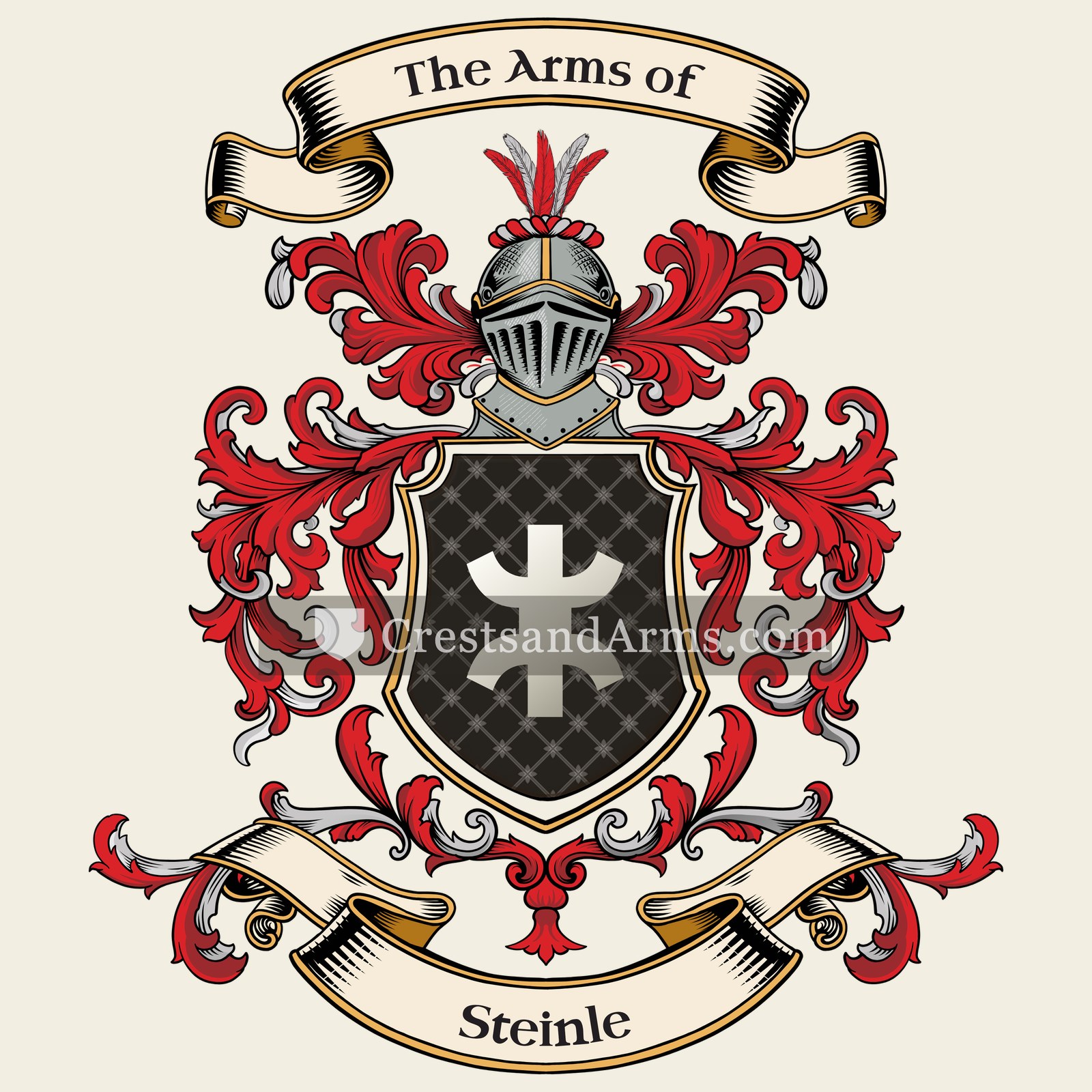 The Steinle coat of arms, drawn from the recorded blazon