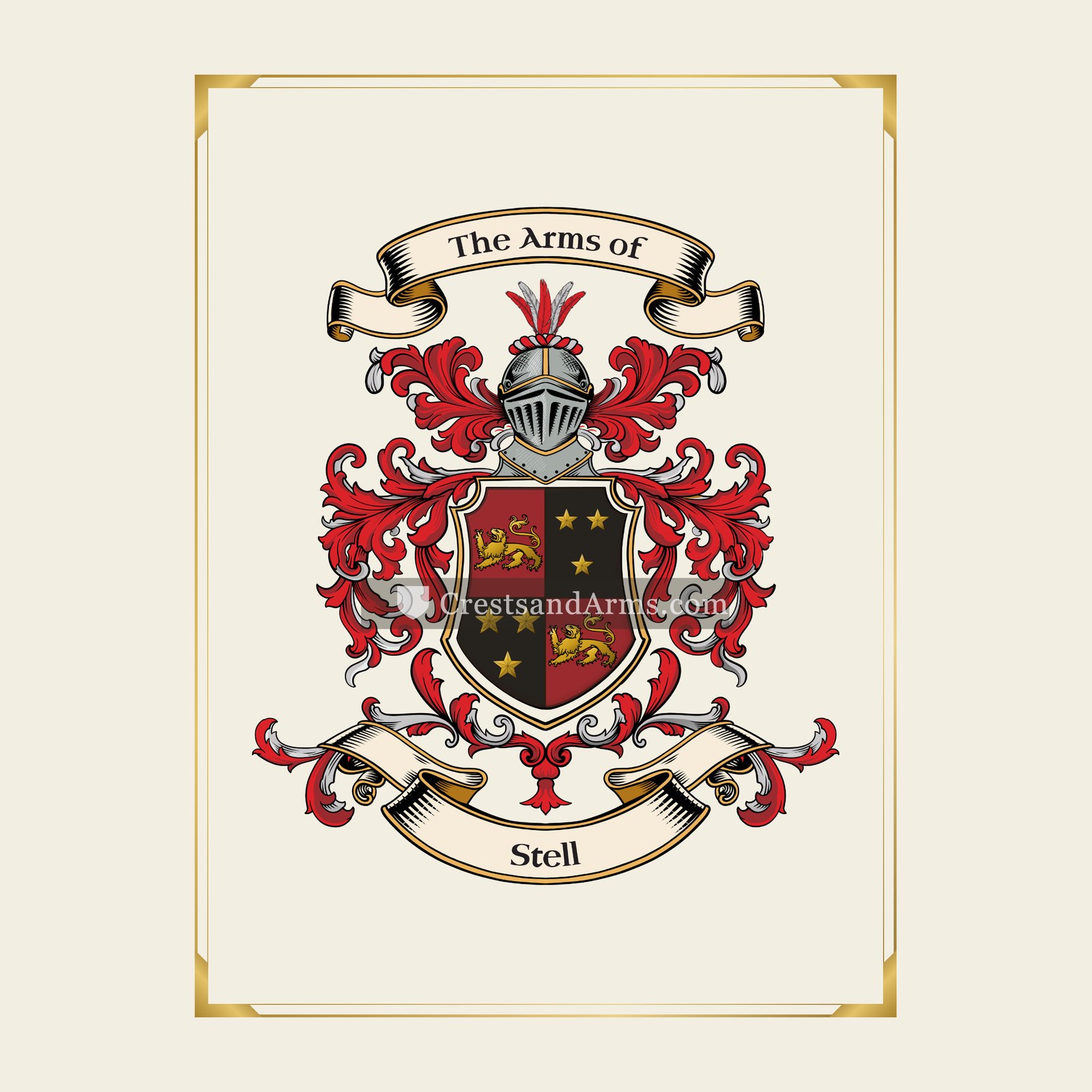 With gold border