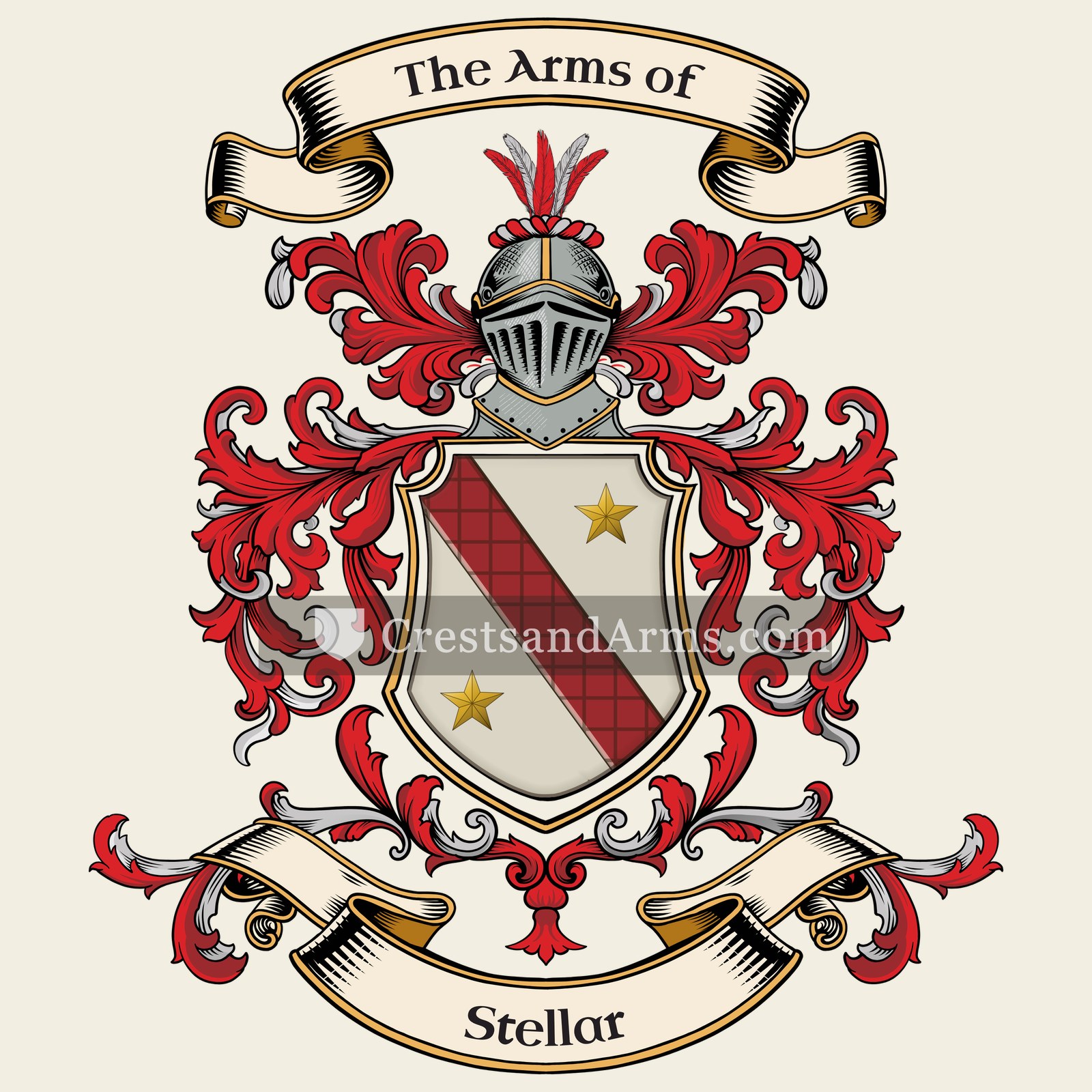 The Stellar coat of arms, drawn from the recorded blazon