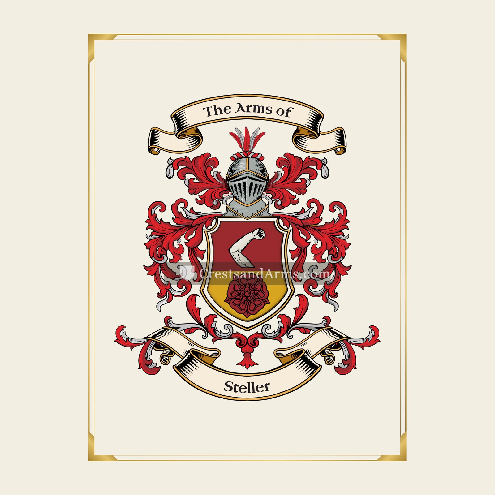 With gold border