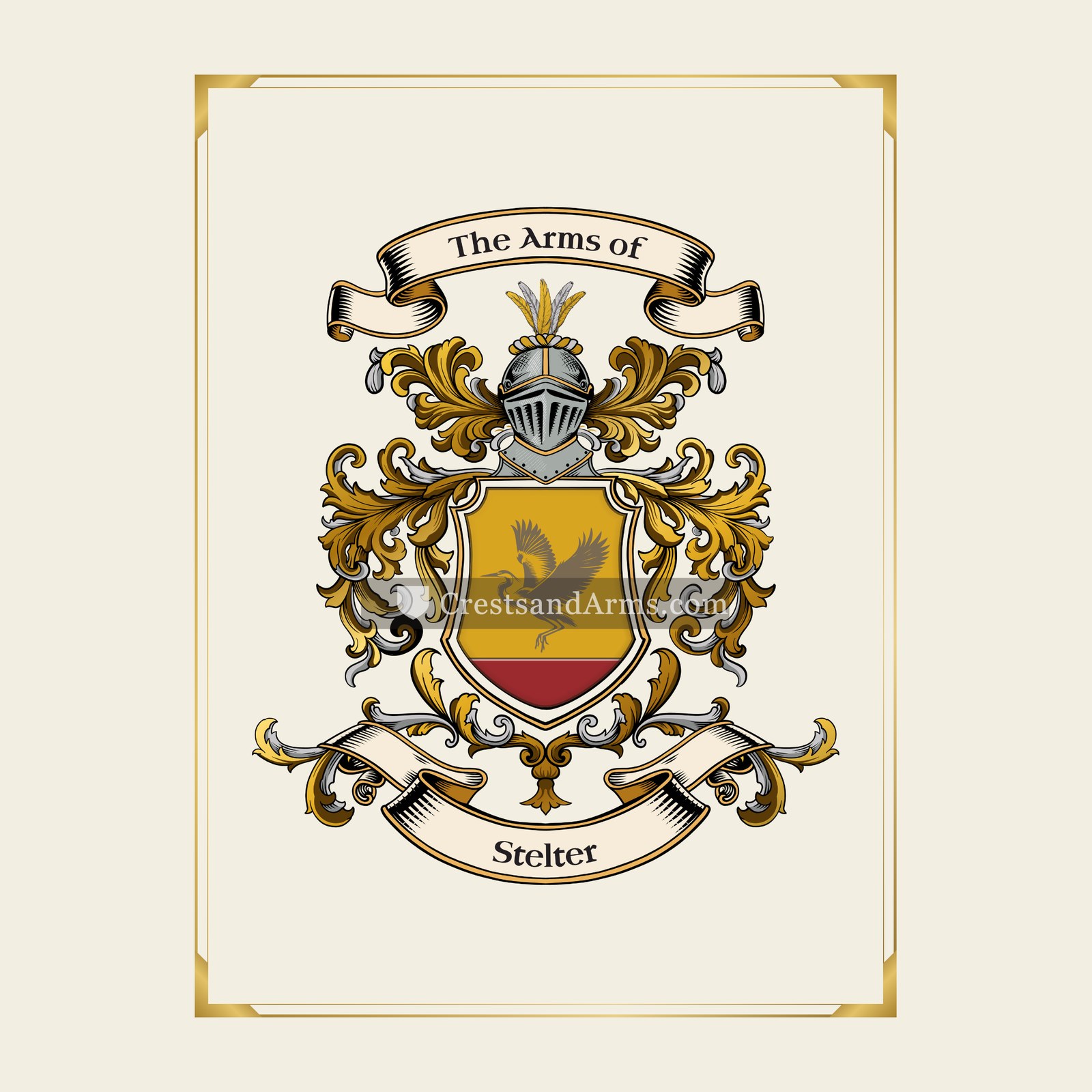 With gold border