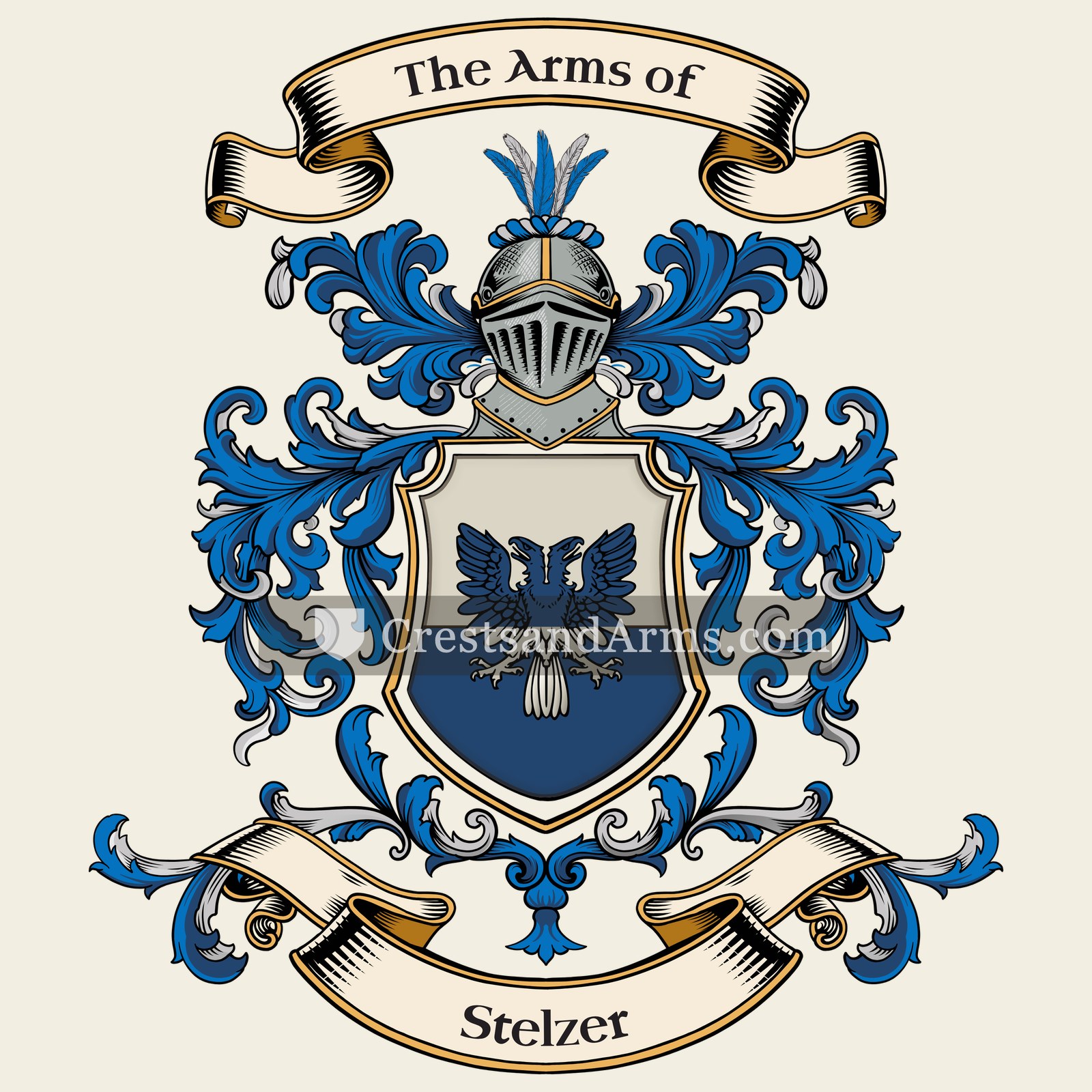 The Stelzer coat of arms, drawn from the recorded blazon