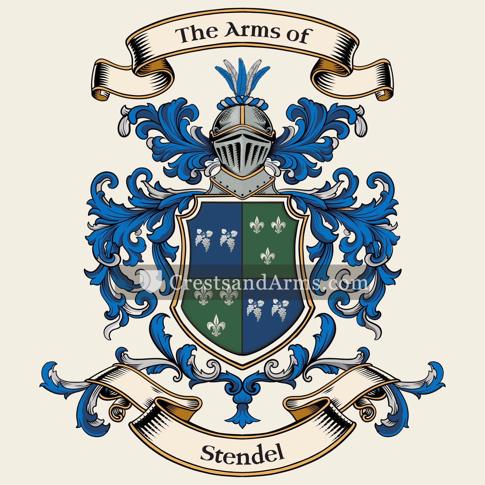 The Stendel coat of arms, drawn from the recorded blazon