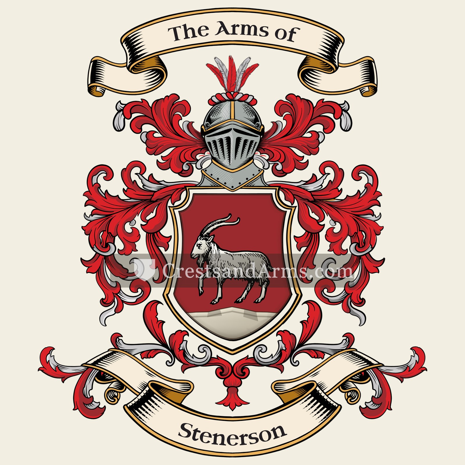The Stenerson coat of arms, drawn from the recorded blazon
