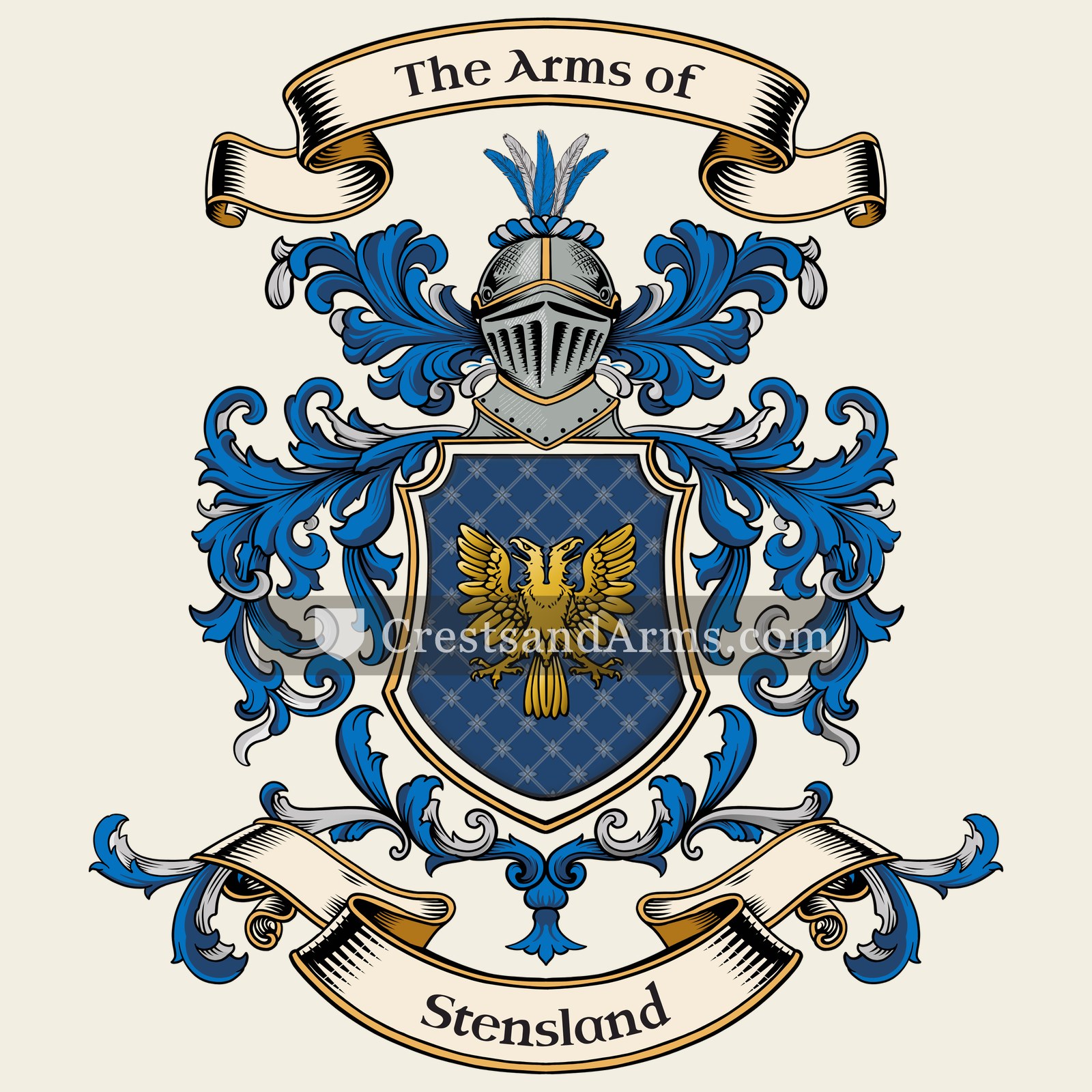 The Stensland coat of arms, drawn from the recorded blazon