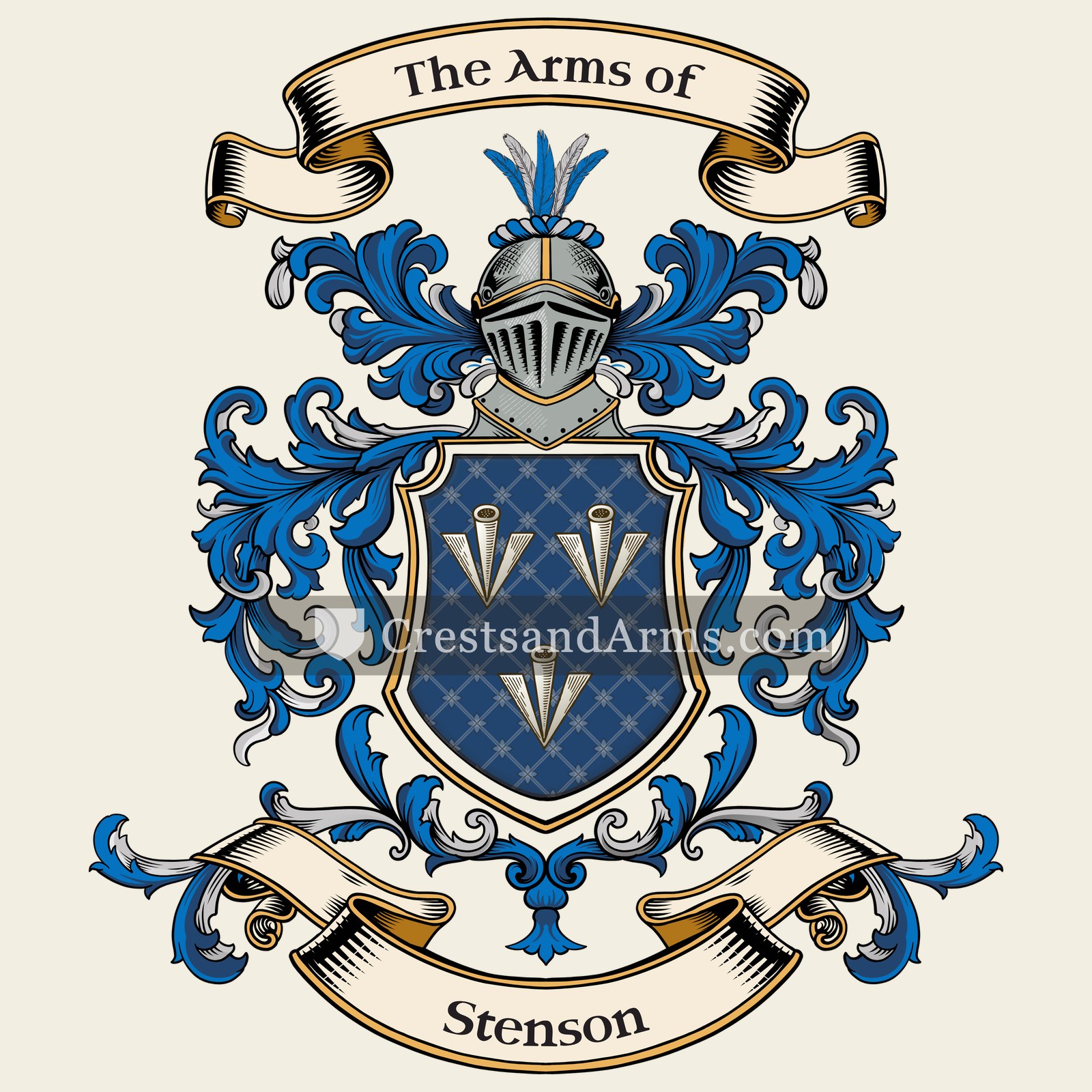 The Stenson coat of arms, drawn from the recorded blazon