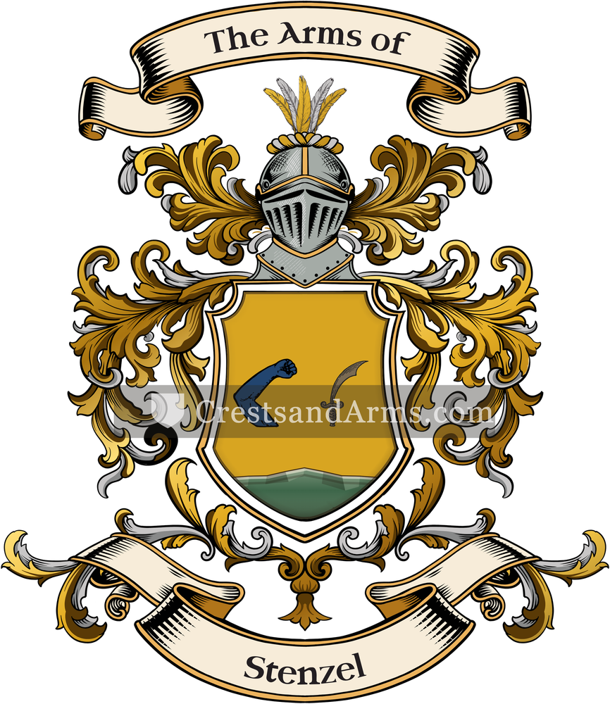 The Stenzel coat of arms, drawn from the recorded blazon