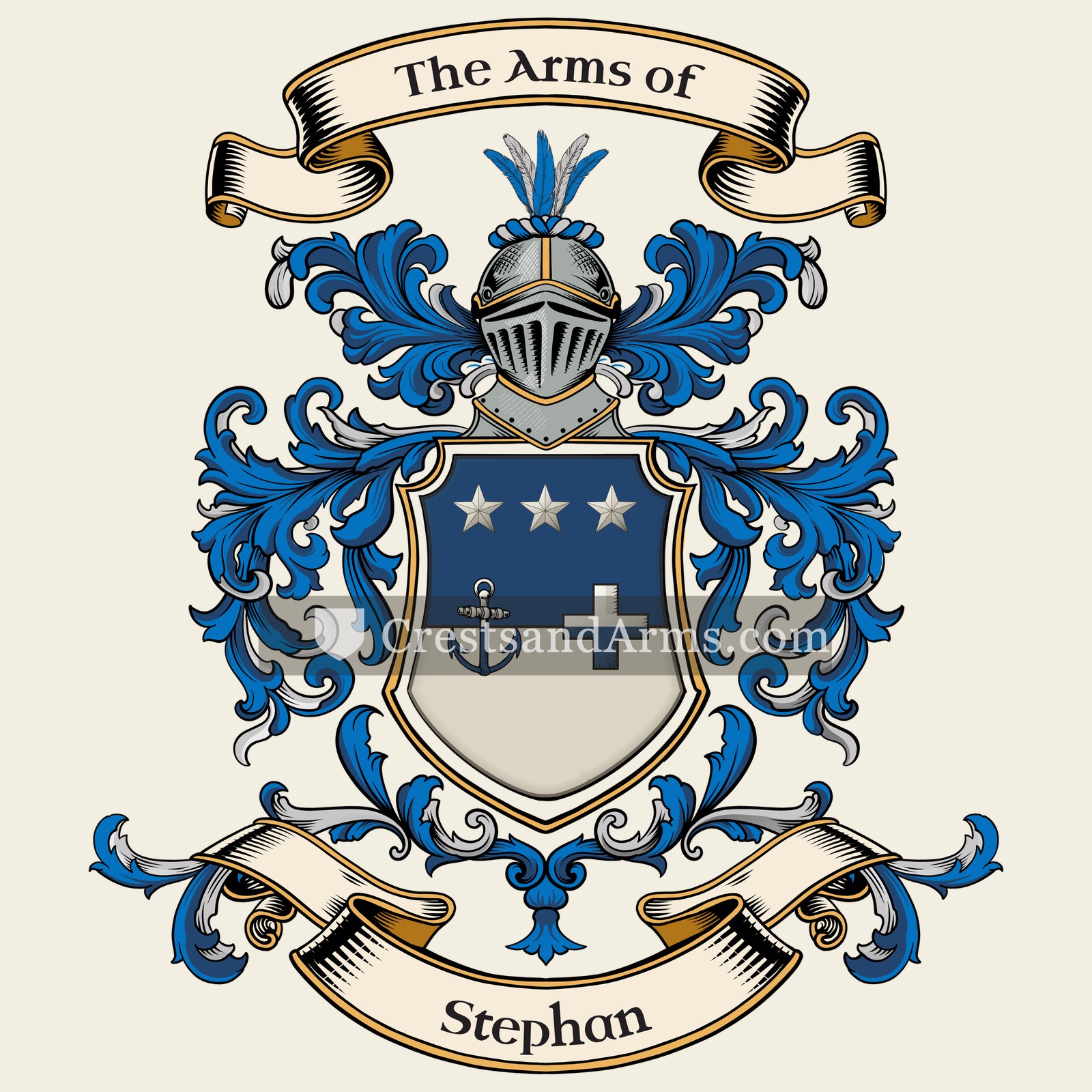 The Stephan coat of arms, drawn from the recorded blazon
