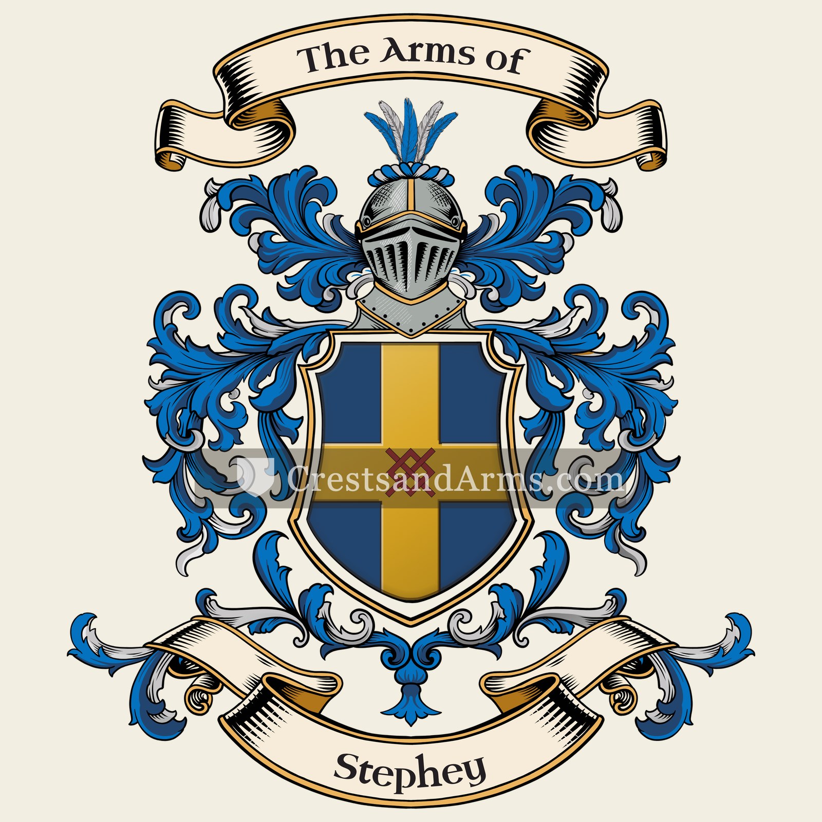 The Stephey coat of arms, drawn from the recorded blazon