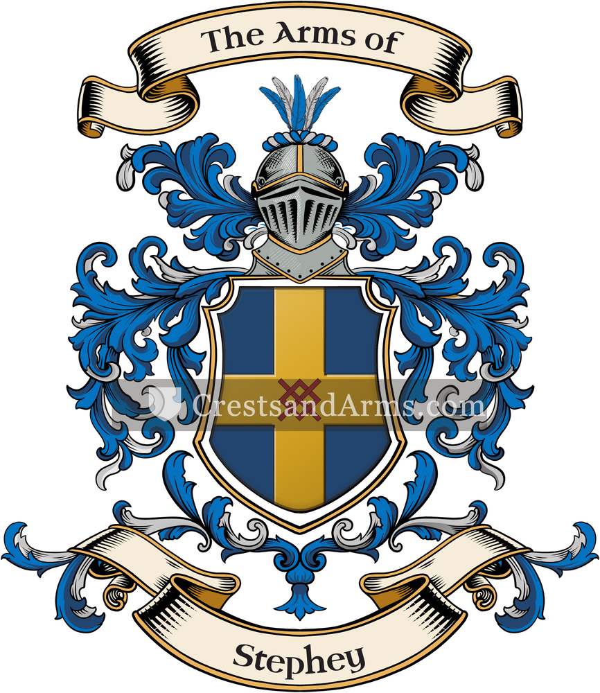 The Stephey coat of arms, drawn from the recorded blazon