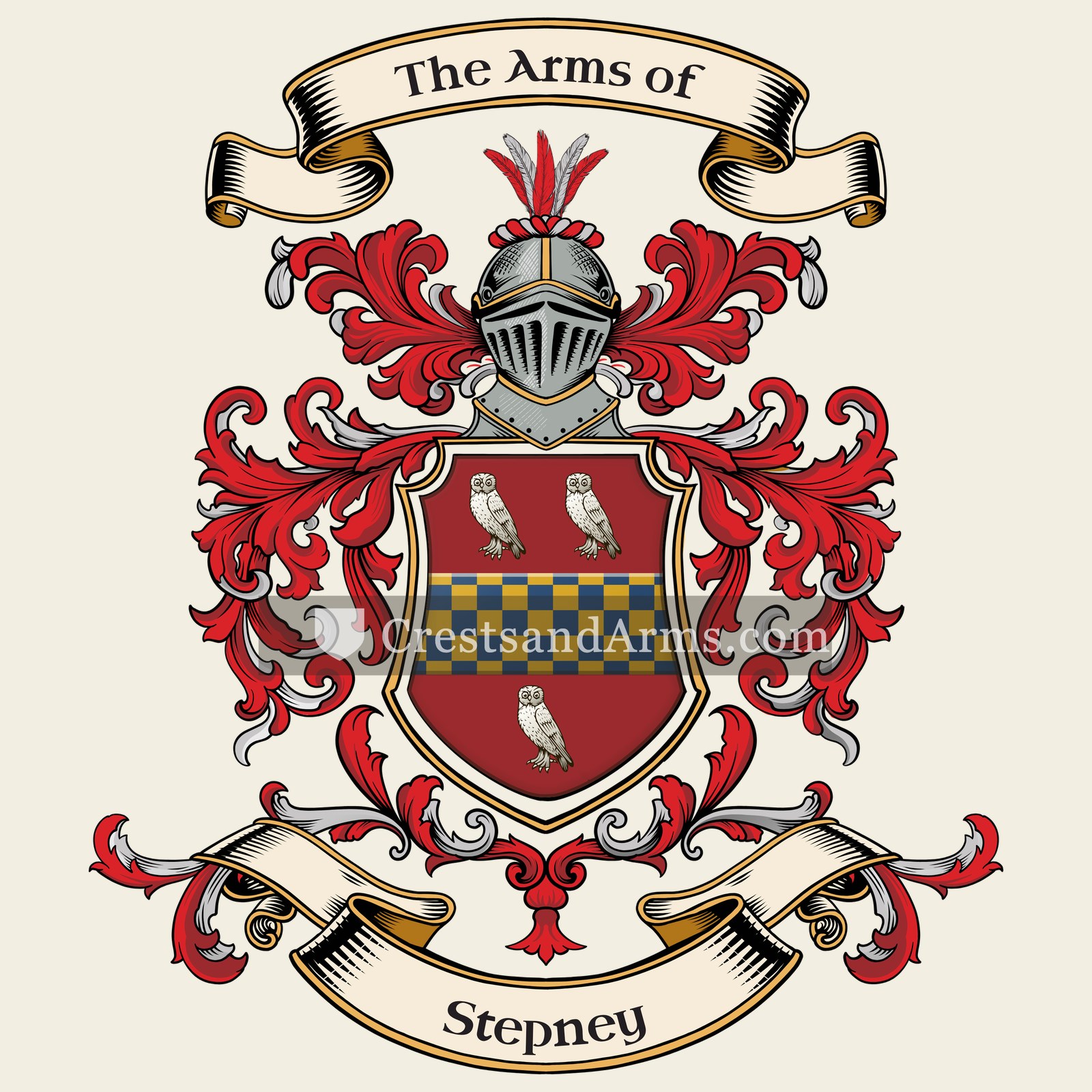 The Stepney coat of arms, drawn from the recorded blazon