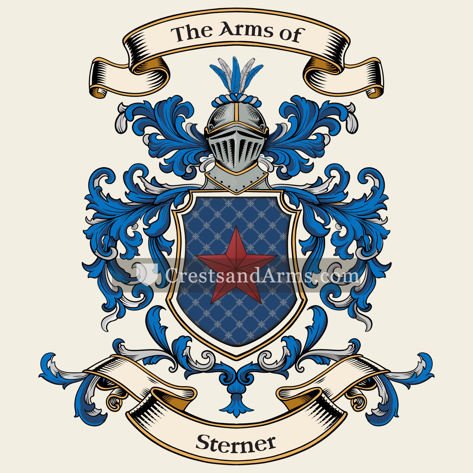 The Sterner coat of arms, drawn from the recorded blazon
