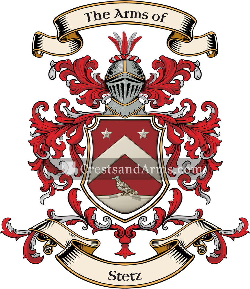 The Stetz coat of arms, drawn from the recorded blazon