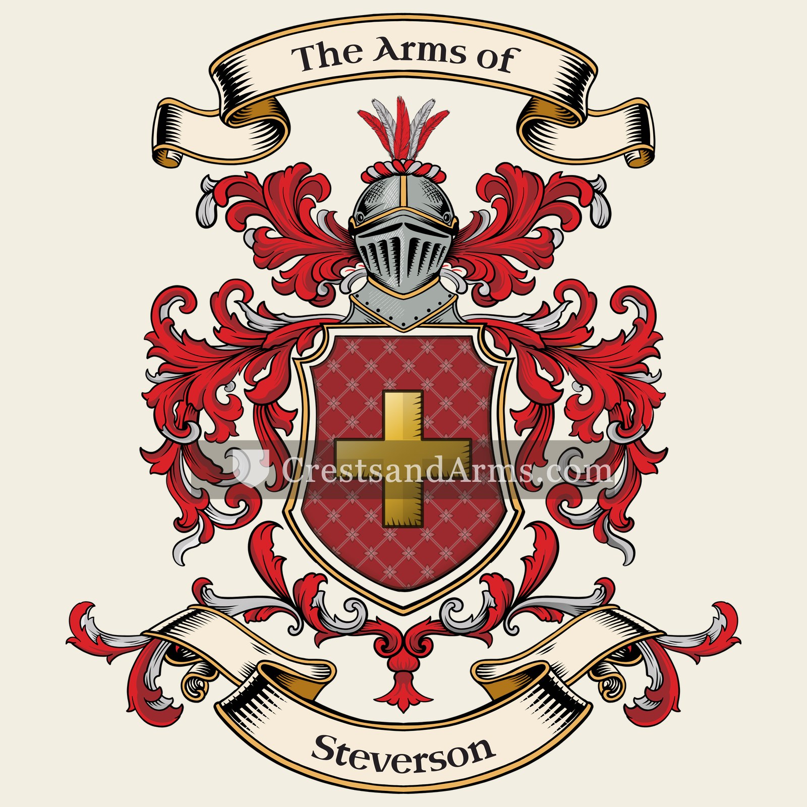 The Steverson coat of arms, drawn from the recorded blazon