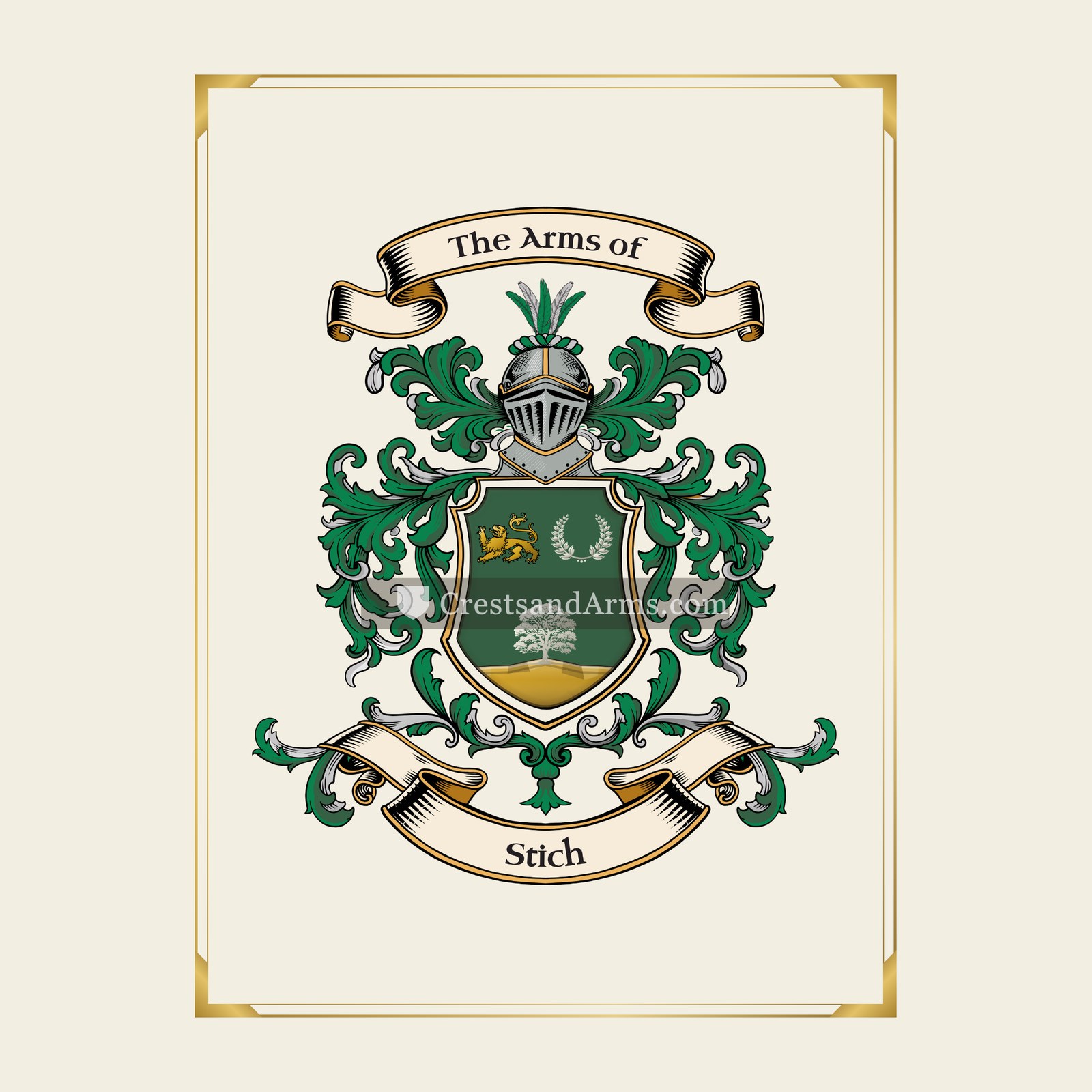 With gold border