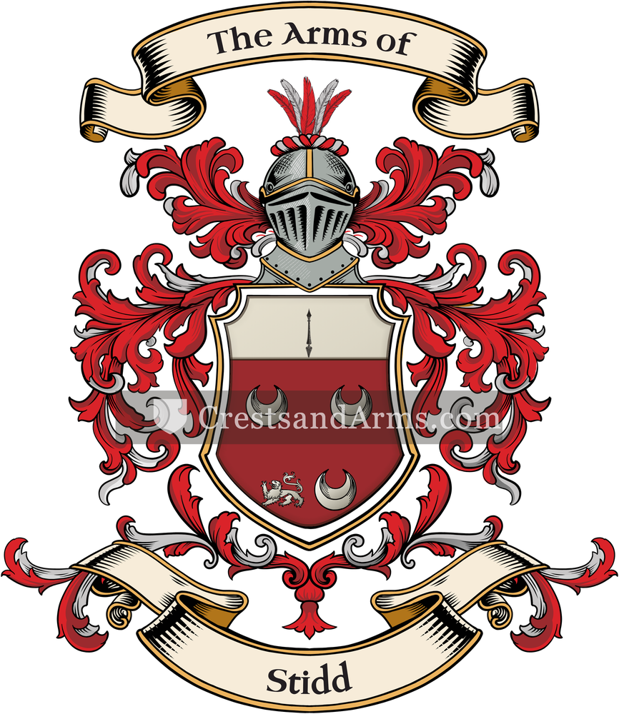 The Stidd coat of arms, drawn from the recorded blazon