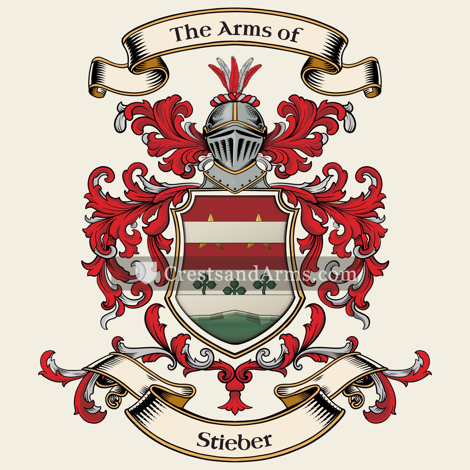 The Stieber coat of arms, drawn from the recorded blazon