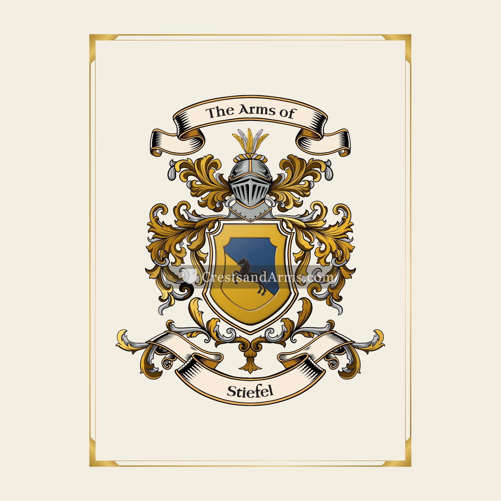 With gold border