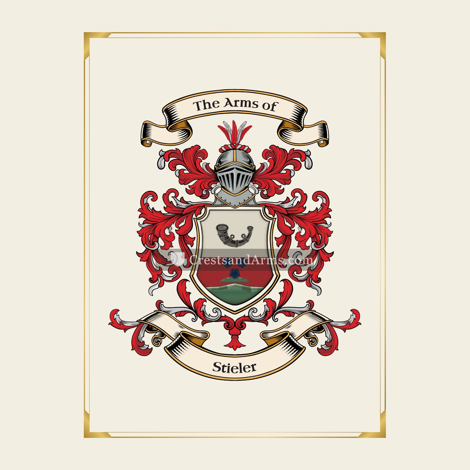 With gold border